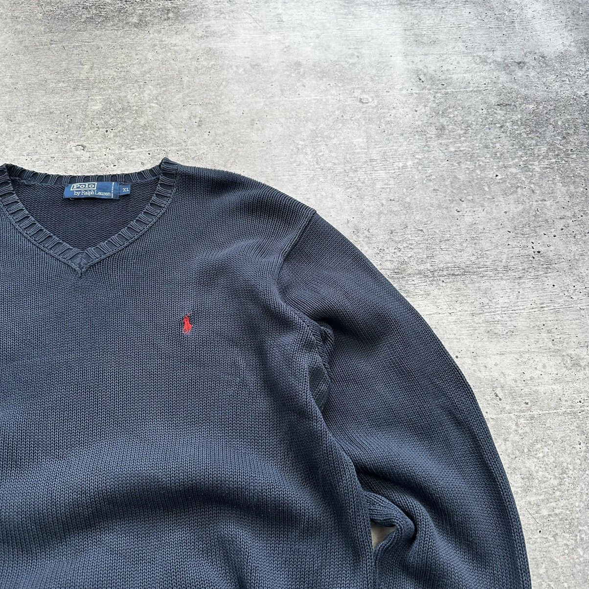 Vintage Vintage Polo Ralph Lauren Knitted Sweater Navy Blue Men’s Size US XL / EU 56 / 4 - 3 Thumbnail