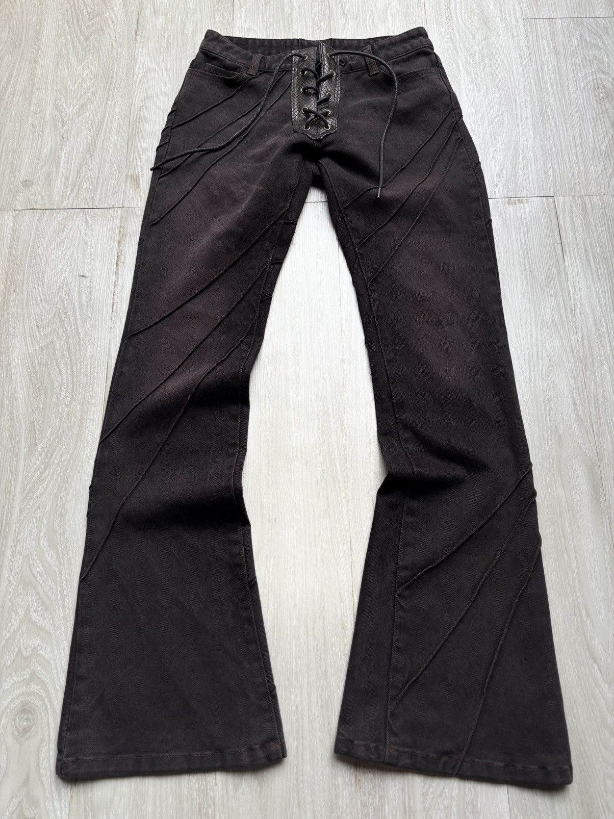 Japanese Brand VERTGARMENTS lace up flare jeans Size US 26 / EU 42 - 1 Thumbnail