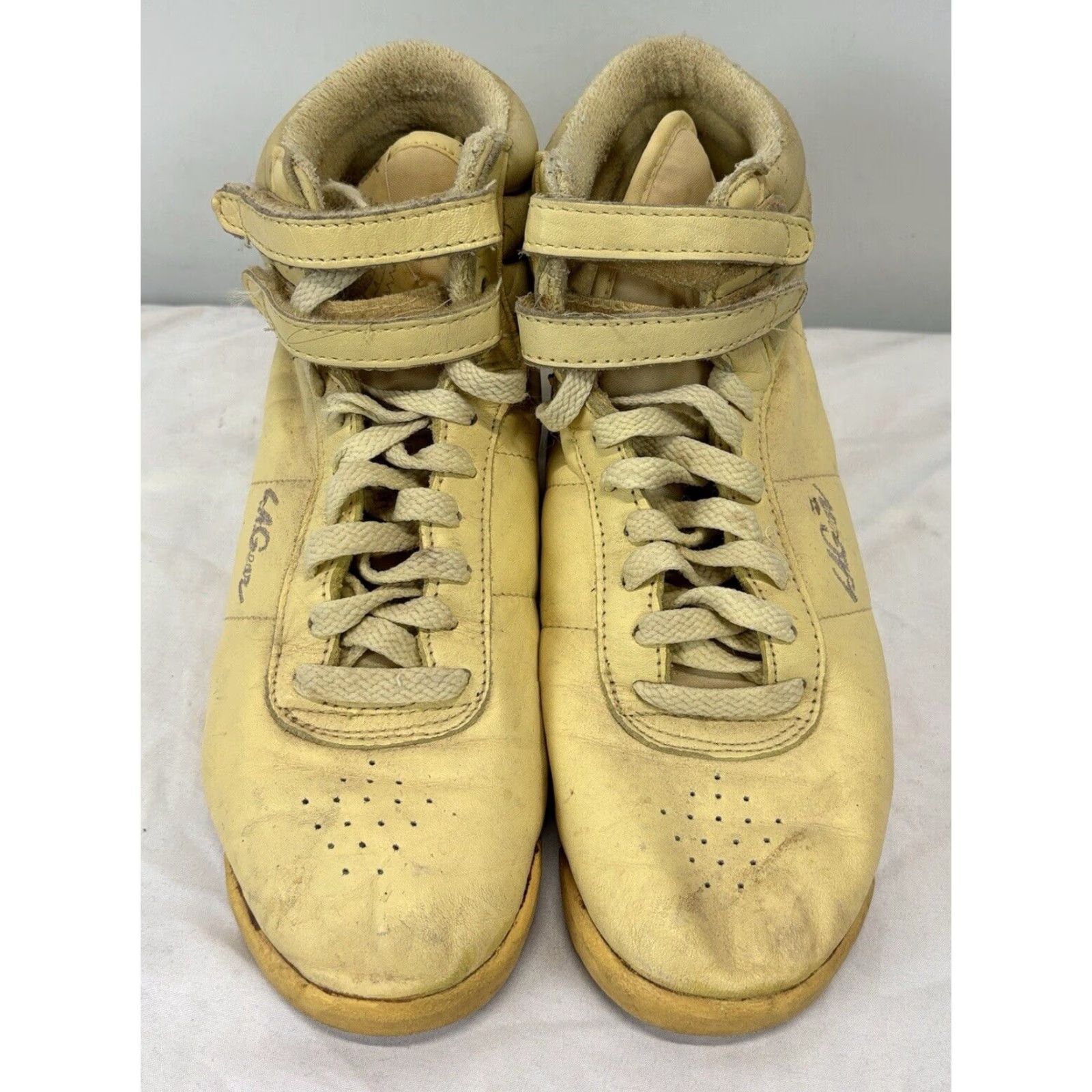 La Gear VINTAGE LA Gear Hi Top Sneakers Shoes Women’s Size 7 Yellow 80s Athletic Leather Lace Up Size M / US 6-8 / IT 42-44 - 3 Thumbnail