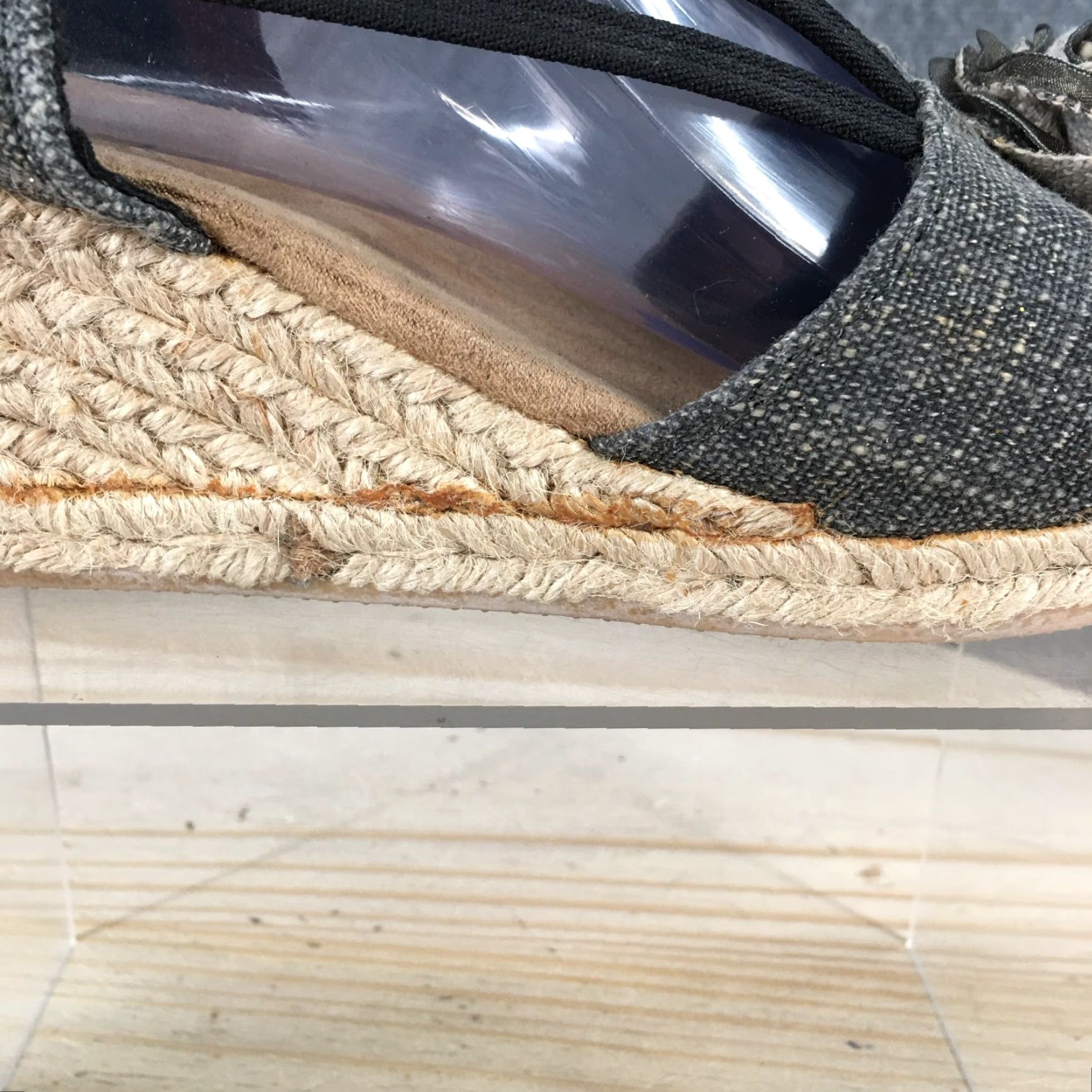 Vintage White Mountain Sandals Womens 9.5 M Serene Espadrille Gray Casual Wedge Heels Size US 10 / IT 40 - 3 Thumbnail