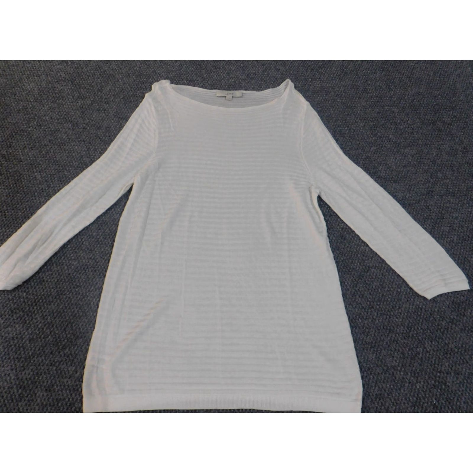 Ann Taylor Loft White XL Womens Blouse Round Neck Long Sleeve Cotton Rayon Casual Stretch Regular Ann Taylor Loft Size XL / US 12-14 / IT 48-50 - 3 Thumbnail