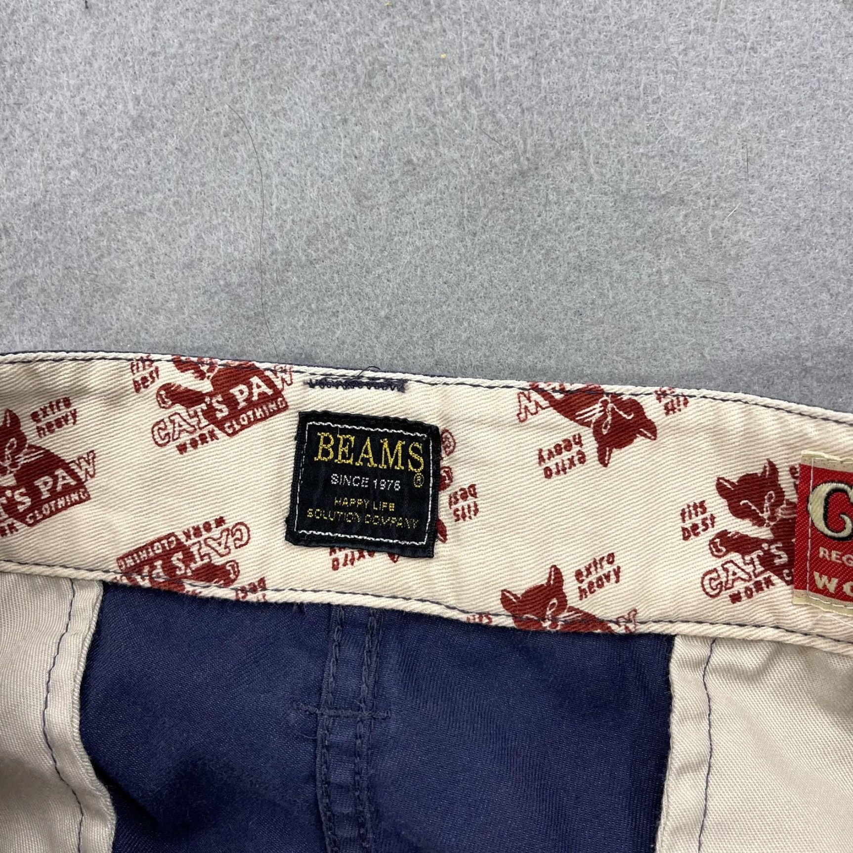 Vintage Beams Cat's Paw Work Clothing Mens Canvas Chino Pants Blue W28 28x24 Straight Pockets Logo Front Zip Casual Workwear Shirts? Size US 28 / EU 44 - 6 Thumbnail