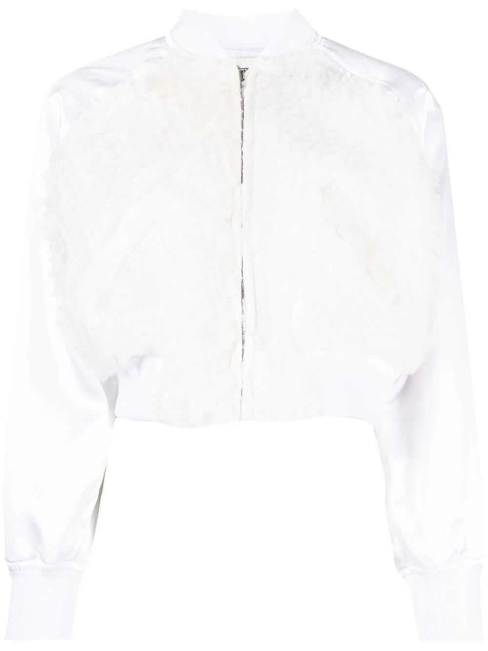 Comme des Garcons Girl o1mle0824 Ruffled Tulle Panel Bomber Jacket in White Size M / US 6-8 / IT 42-44 - 1 Thumbnail