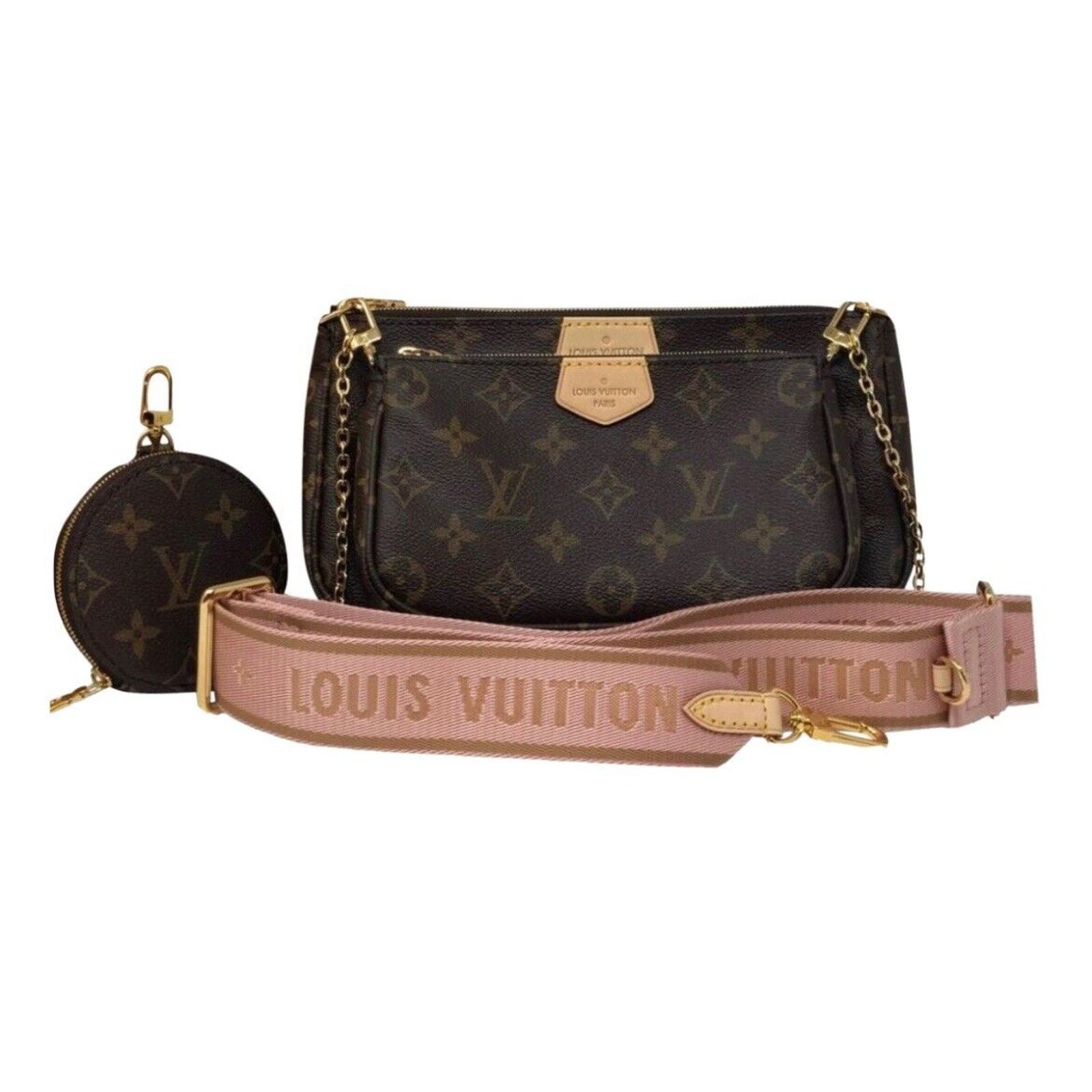 Louis Vuitton LOUIS VUITTON Rose Pink Monogram Canvas Multi Pochette Acc Size ONE SIZE - 1 Thumbnail