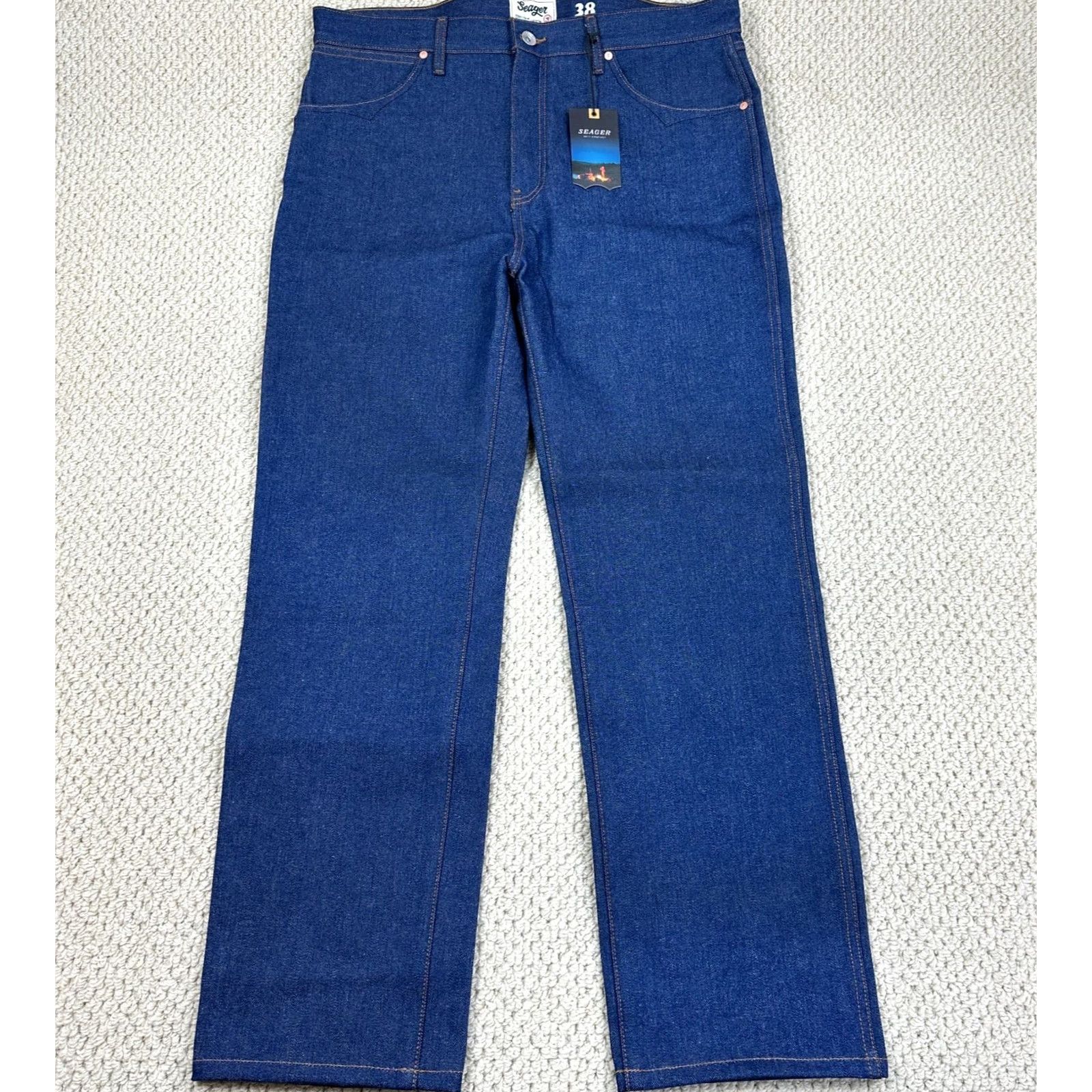 Vintage Seager Co Jeans 38x32 Indigo Denim Western Regular Fit 5-Pocket Blue Men Jeans USA Cowboy Rugged Vintage: No Size US 38 / EU 54 - 3 Thumbnail