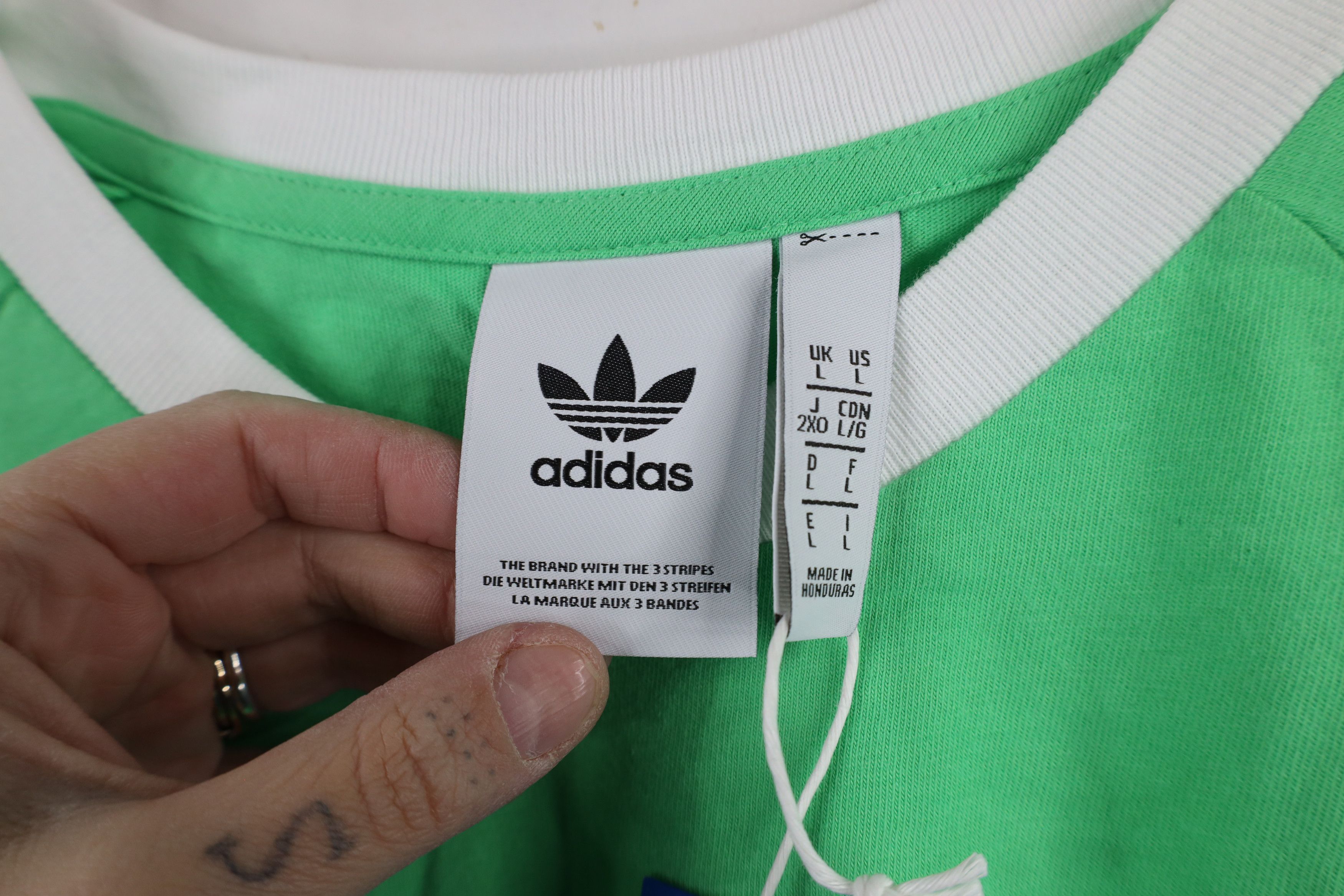 Adidas × Vintage New Adidas Trefoil Striped Short Sleeve Ringer T-Shirt Green Size US L / EU 52-54 / 3 - 6 Thumbnail
