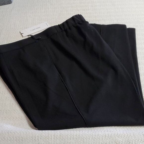 Calvin Klein Calvin Klein Black Trimmed Satin High Rise Elastic Pocketed Size 39" - 1 Thumbnail