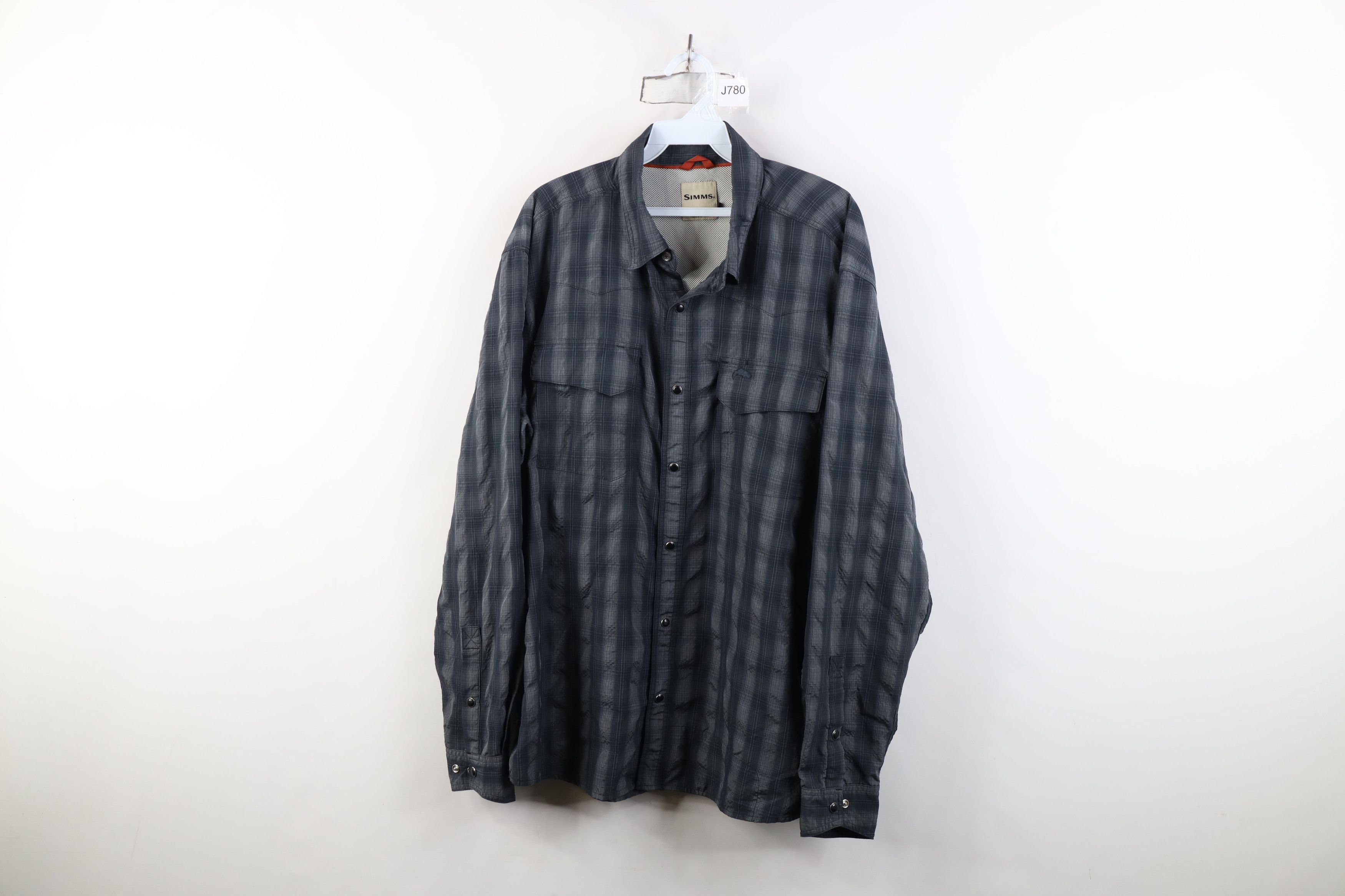 Simms Simms Fishing Double Pocket Snap Button Collared Shirt Plaid Size US XL / EU 56 / 4 - 1 Thumbnail