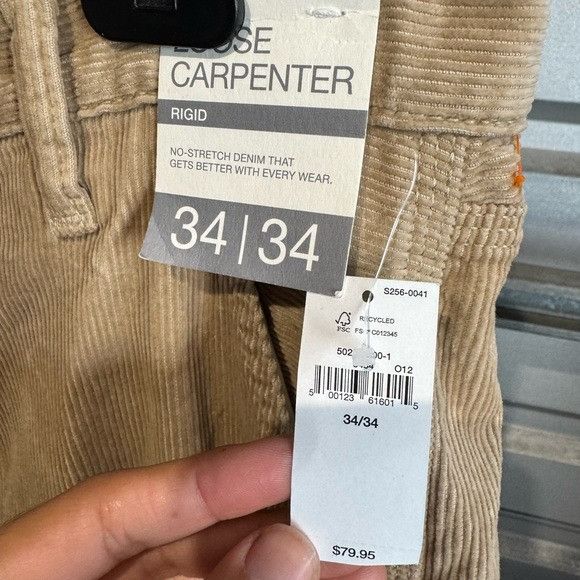 Gap NWT GAP Men's Loose Carpenter Corduroy Rigid Pants in Tan 34 Size US 34 / EU 50 - 2 Thumbnail