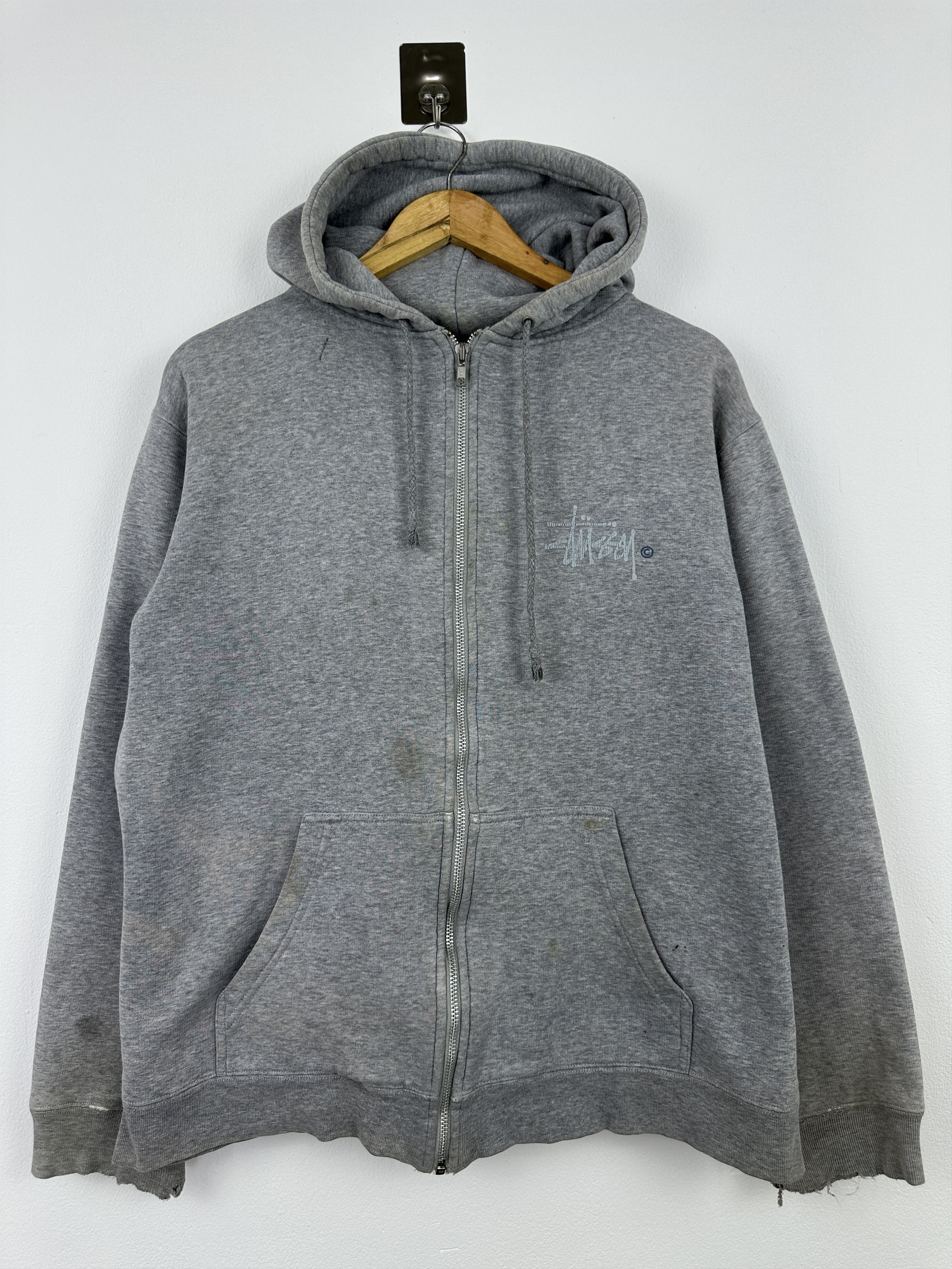 Stussy Stussy Grey/Red Arch Logo Hoodie Large | Grailed