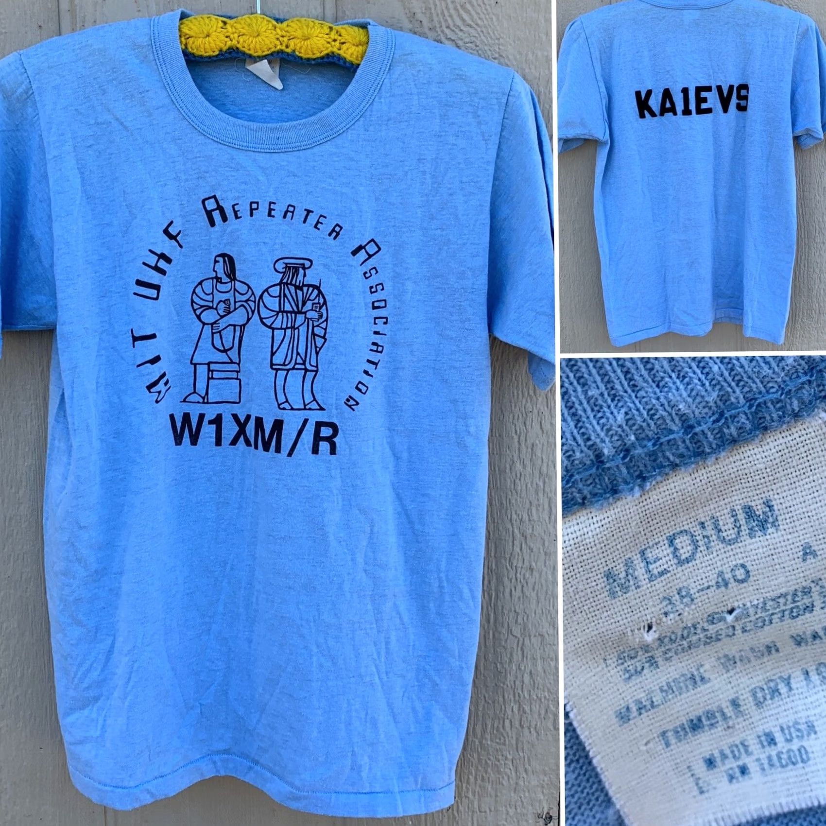 Vintage VINTAGE MIT UHF Repeater Association W1XM R T Shirt KA1EVS Size M Medium Blue Graphic Tee Mens 1980s Size US M / EU 48-50 / 2 - 7 Thumbnail