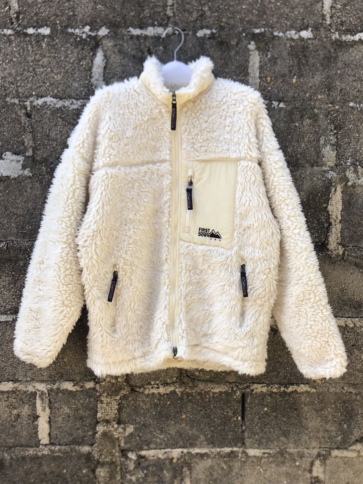 image of Made In USA x Outdoor Life Outdoor Style First Down Fleece Jacket in White, Men's (Size Medium)
