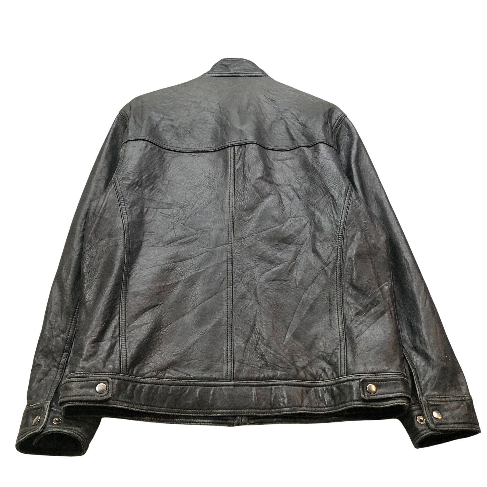 Alfani Alfani Genuine Leather Motorcycle Jacket Men Medium M Black Size US M / EU 48-50 / 2 - 5 Thumbnail