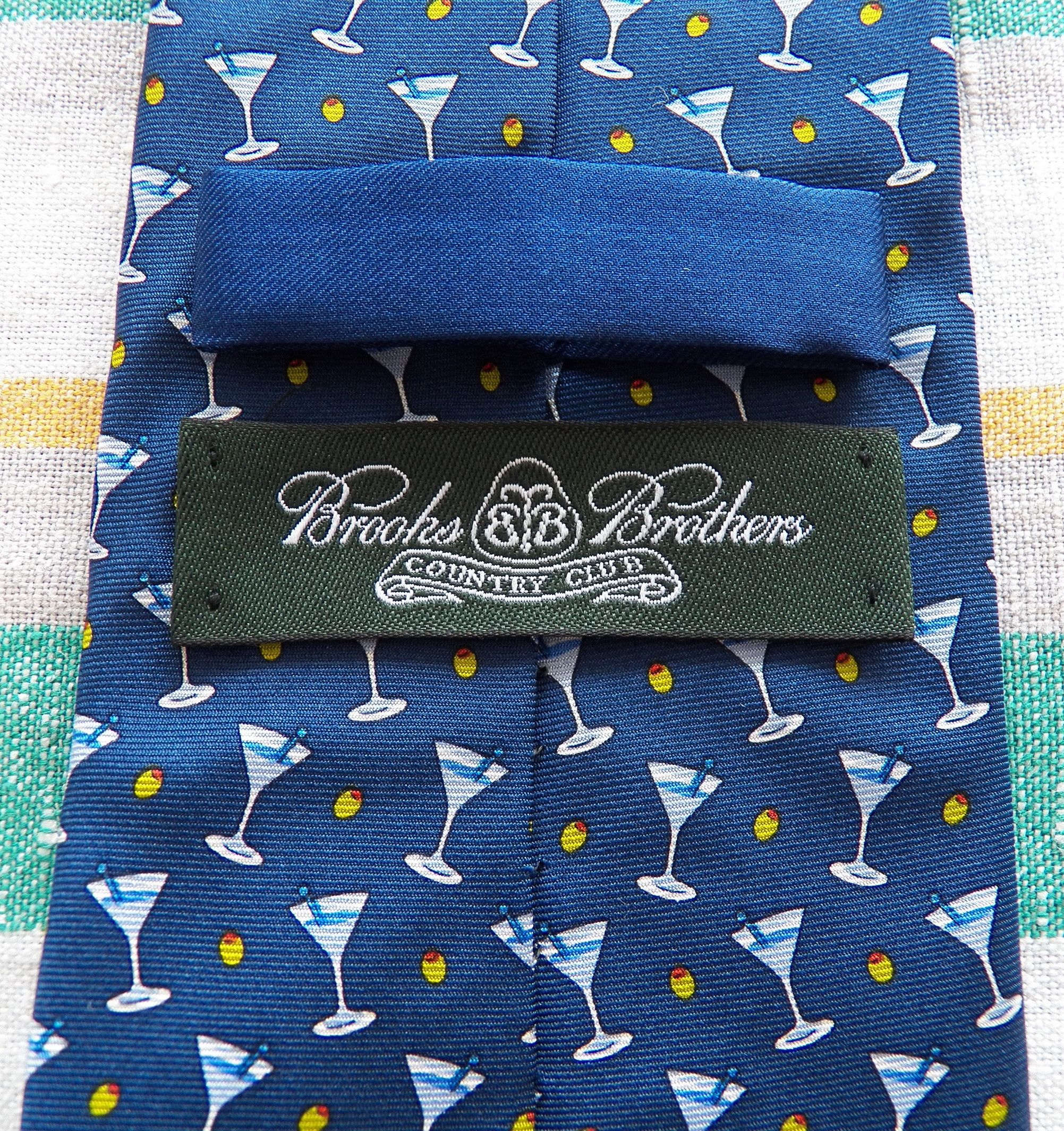 Brooks Brothers Brooks Brothers Country Club Silk Necktie blue martini olive Size ONE SIZE - 5 Thumbnail
