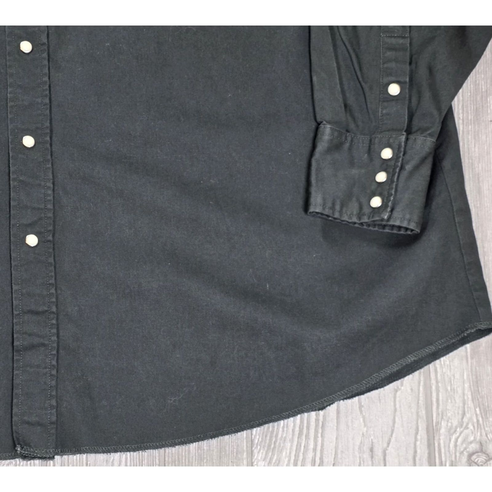 Vintage Jaguar Shirt Mens 4XL Dark Gray Twill Long Sleeve Western Snap Heavy Workwear Shirt Size US XXL / EU 58 / 5 - 4 Thumbnail