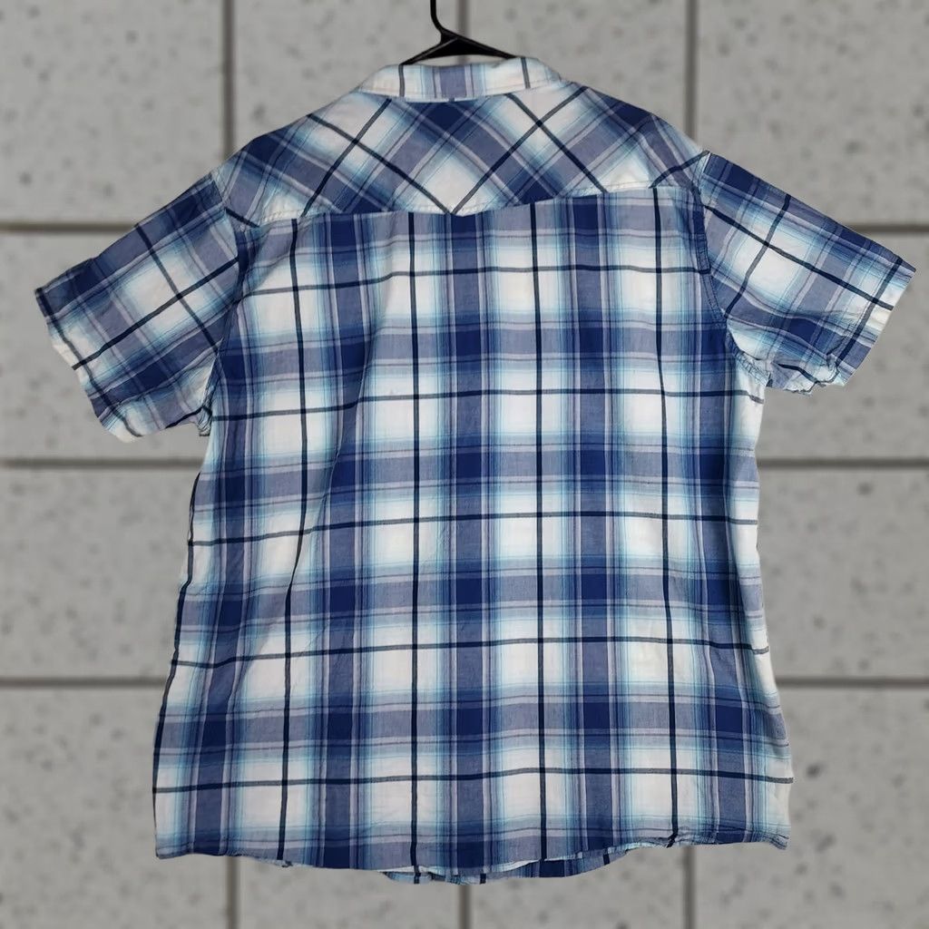 Ariat Ariat Western Snap Shirt Mens XXL Tall Blue Plaid Short Sleeve Button-Up Pocketed Cotton Woven Regular Fit Collared N/A Size US XXL / EU 58 / 5 - 1 Thumbnail
