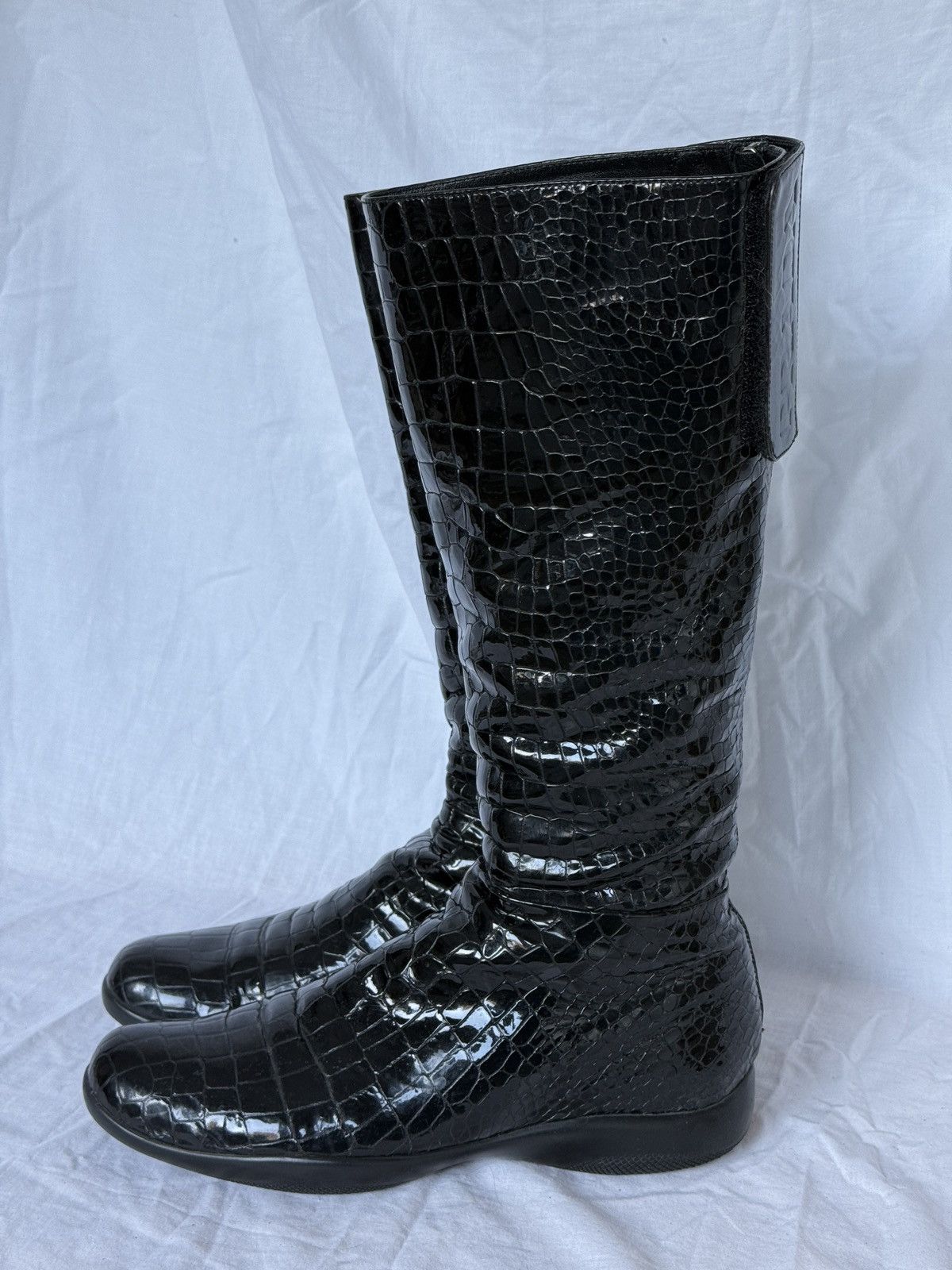 Prada Vintage Prada Linea Rossa Black Patent Leather High Boots Size US 8 / IT 38 - 3 Thumbnail