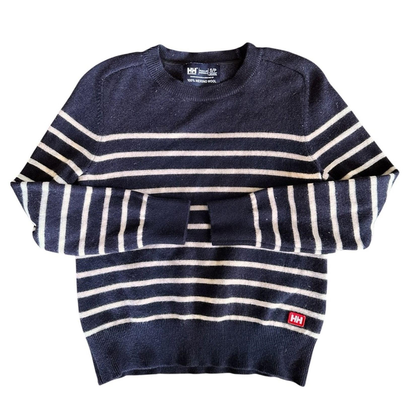 Helly Hansen Striped Merino Wool Sweater – Blue/White