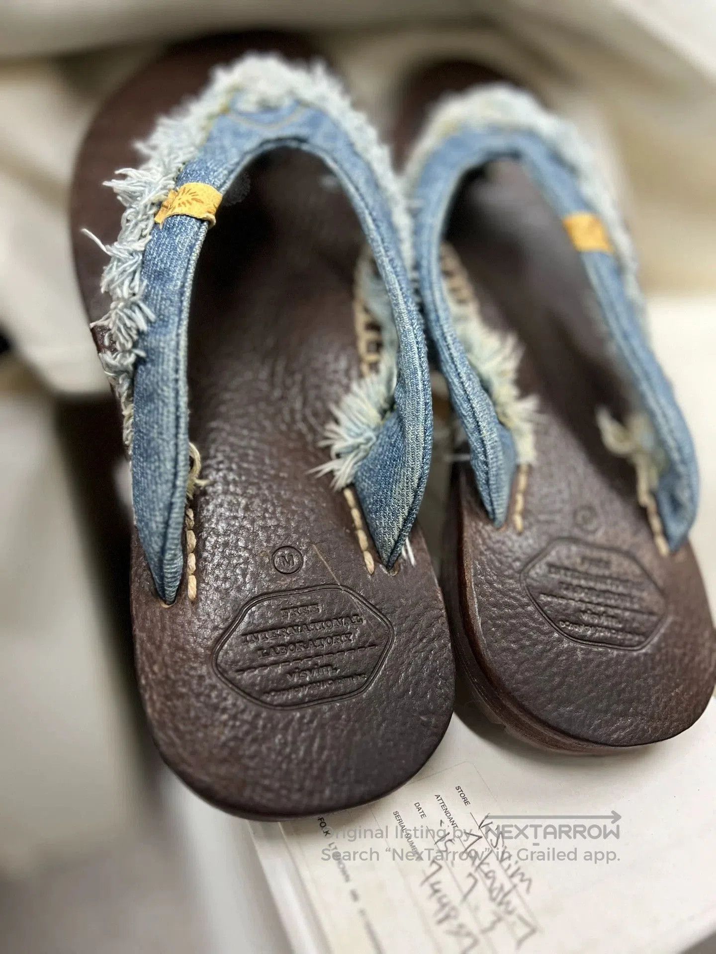 Visvim Brown Denim Fringe Sandals Size 8.5. Size US 8.5 / EU 41-42 - 2 Thumbnail