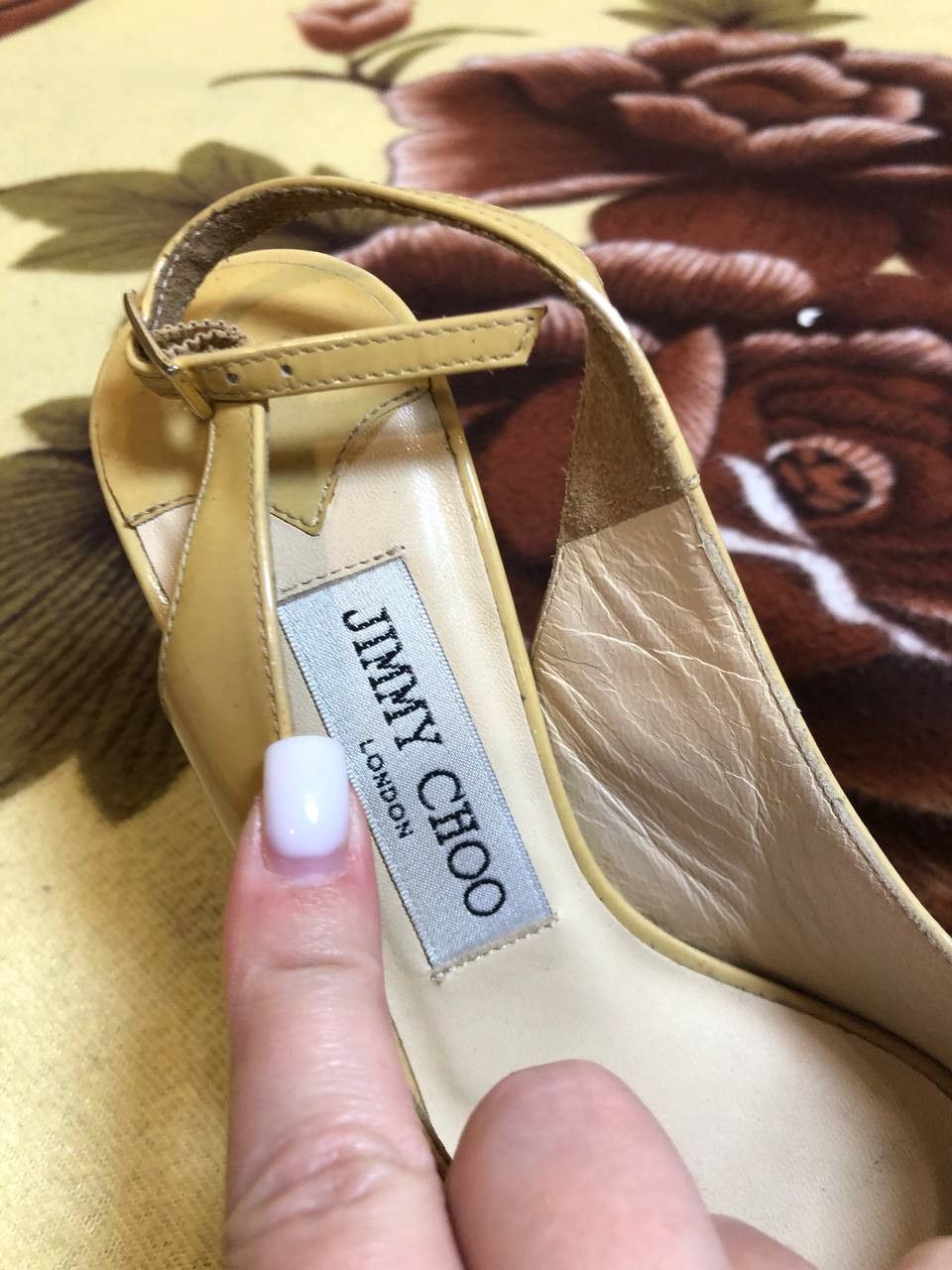 Jimmy Choo Jimmy Choo Womens Patent Leather Peep Toe Heel Pumps Size US 5 / IT 35 - 3 Thumbnail