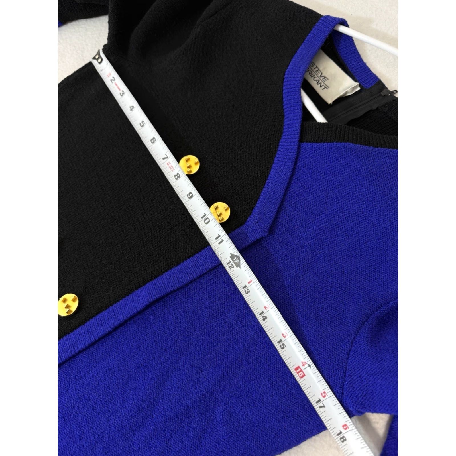 Vintage VINTAGE Steve Fabrikant Sweater Dress Cardigan Knit Wool Blend Blue Black Sz S Womens Size S / US 4 / IT 40 - 3 Thumbnail