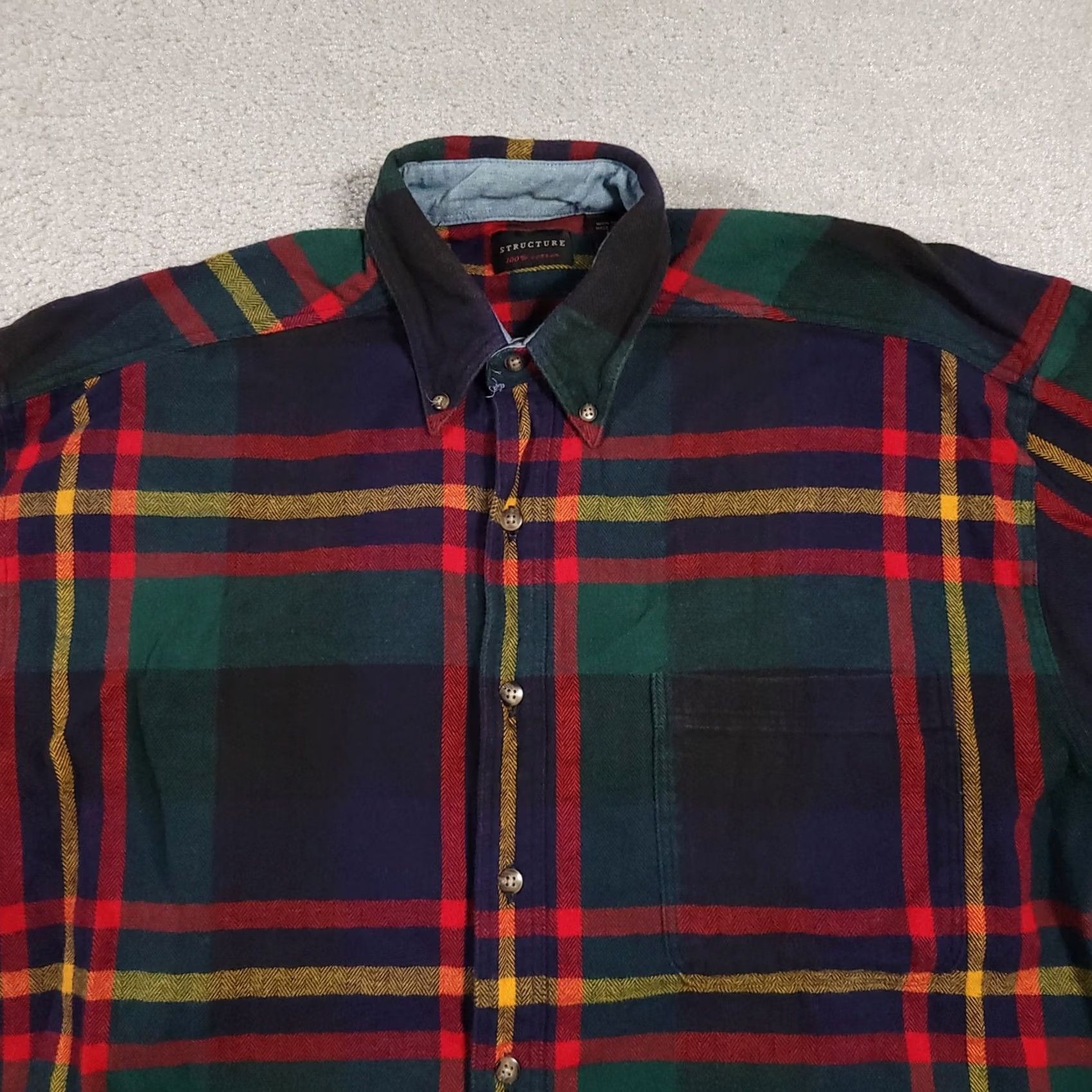 Vintage VINTAGE Structure Shirt Mens Medium Plaid Flannel Button Down 90s Size US M / EU 48-50 / 2 - 4 Thumbnail