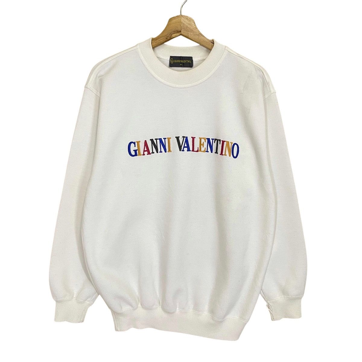 Designer Gianni Valentino Multicolour Spellout Crewneck Sweatshirt Size US M / EU 48-50 / 2 - 1 Thumbnail