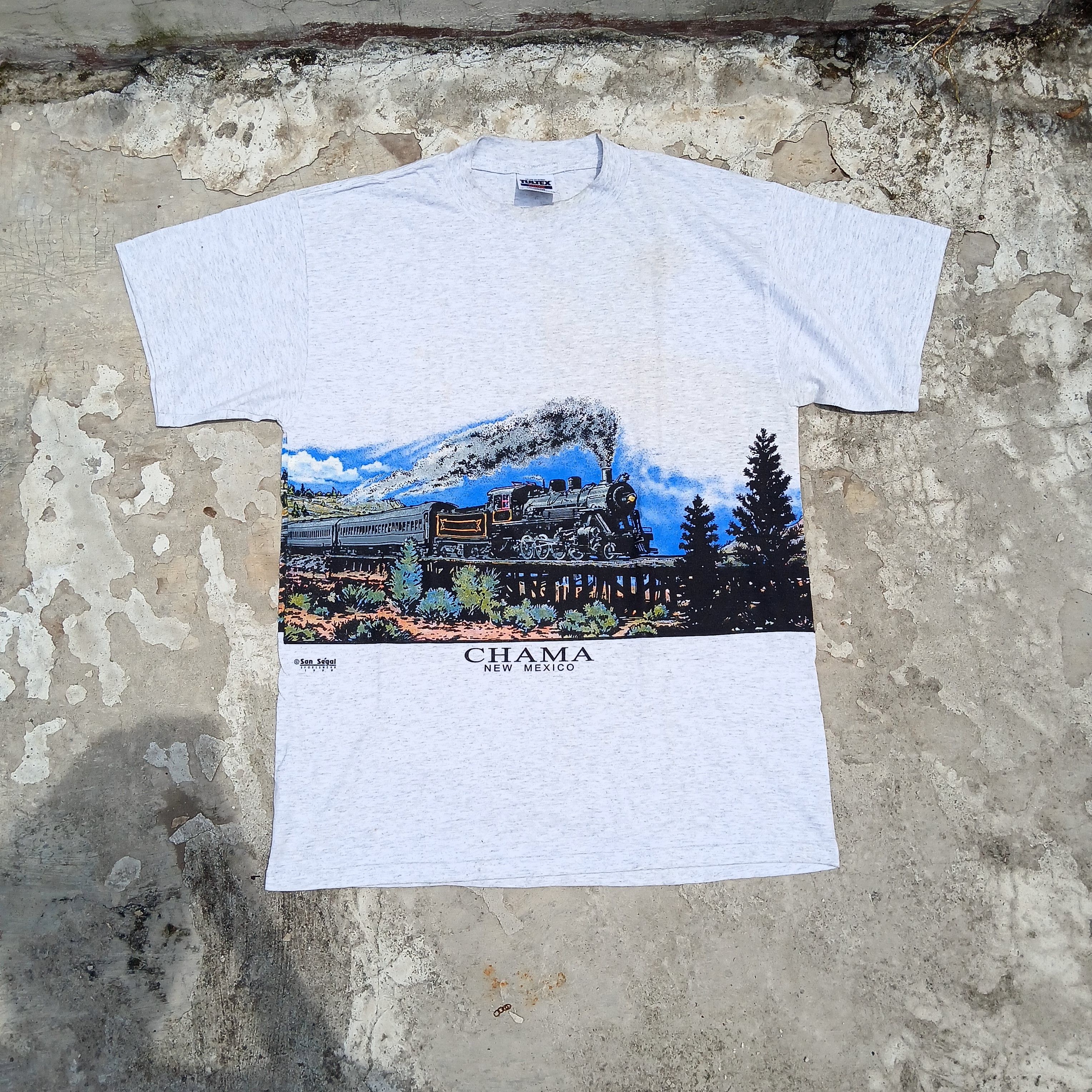 Vintage 🔥Rare🔥 Vintage train art 90s Size US L / EU 52-54 / 3 - 1 Thumbnail