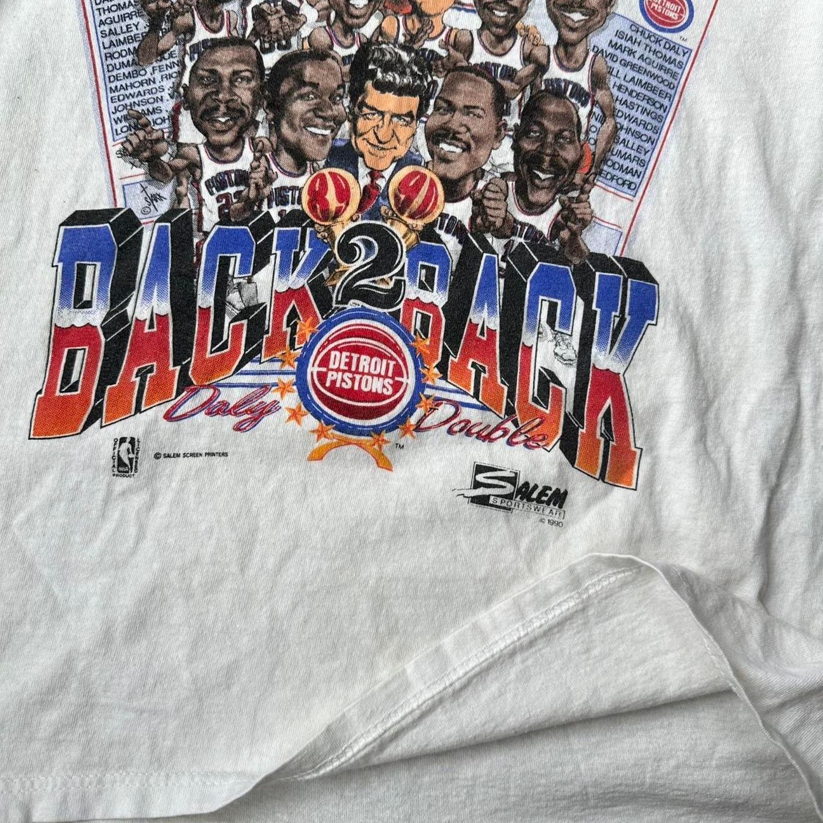 NBA × Salem Sportswear × Vintage Vintage 80s Detroit Pistons World Champs Salem Sports Shirt Size US M / EU 48-50 / 2 - 2 Thumbnail