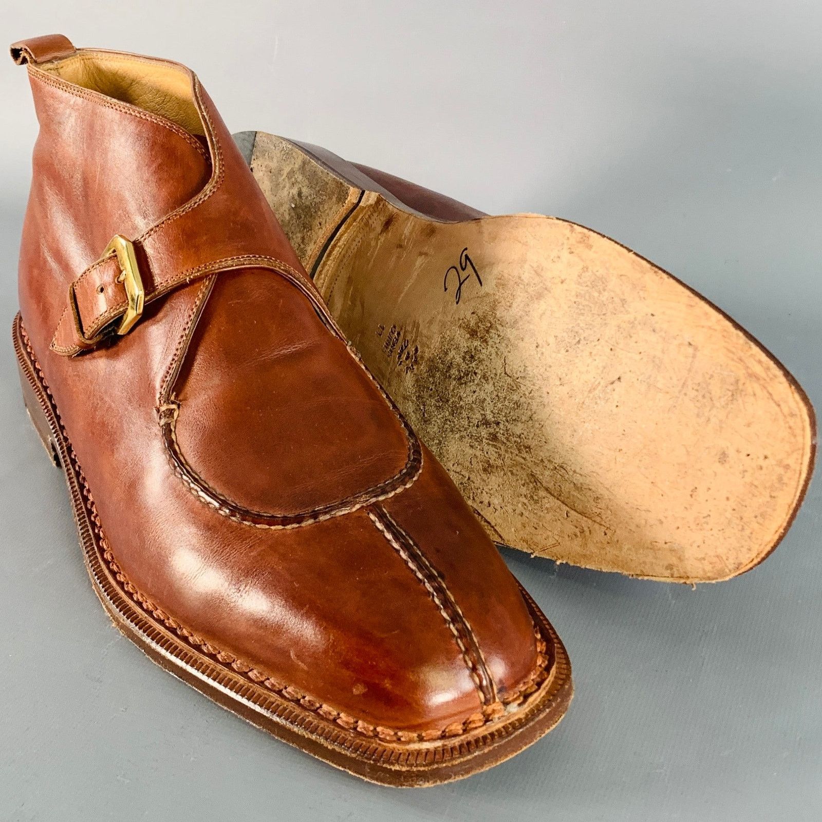 Santoni SANTONI Size 11 Brown Leather Split Toe Ankle Boots Size US 11 / EU 44 - 5 Thumbnail