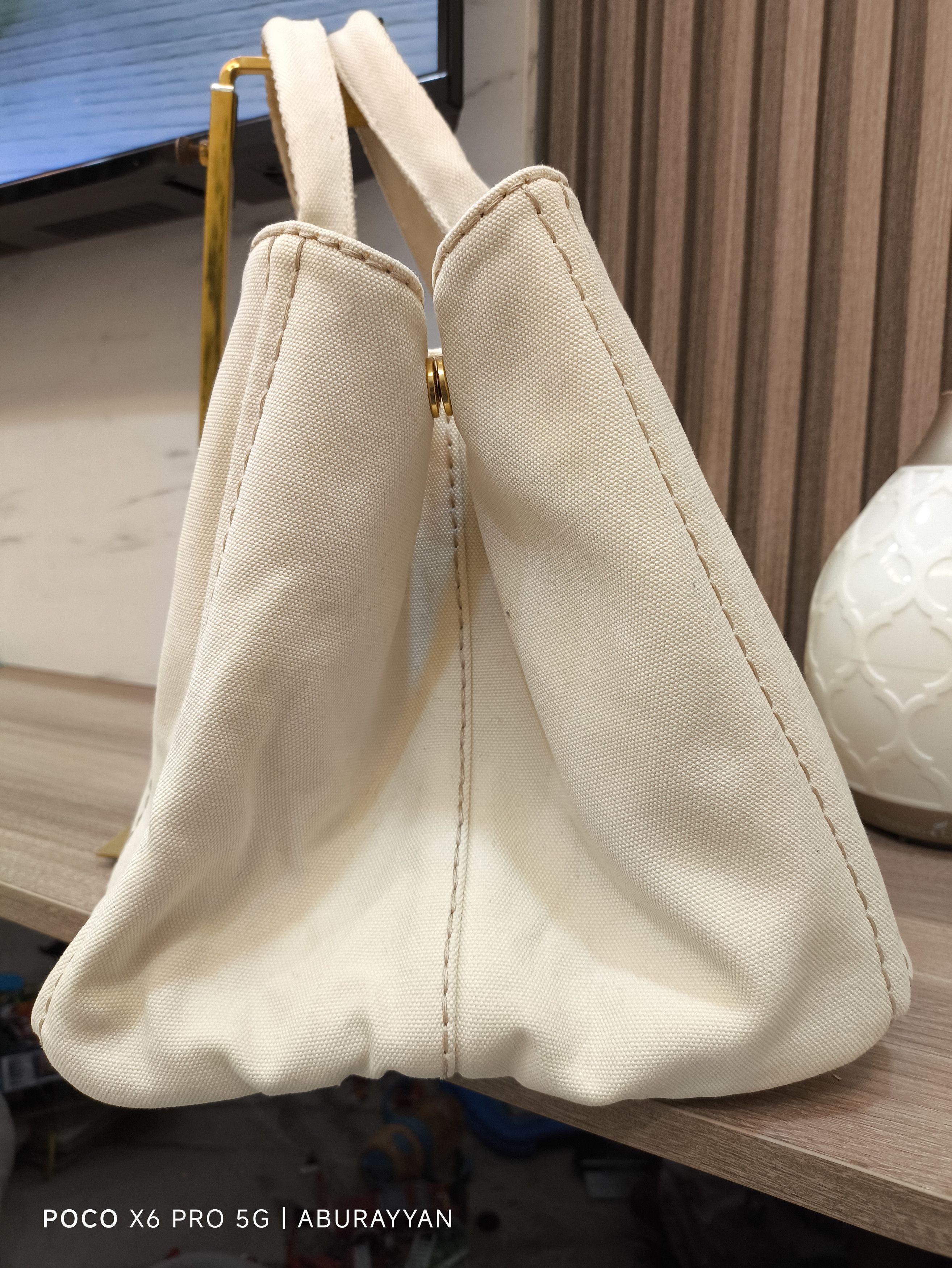 Prada Prada White Canapa Logo Canvas Satchel Black Size ONE SIZE - 5 Thumbnail
