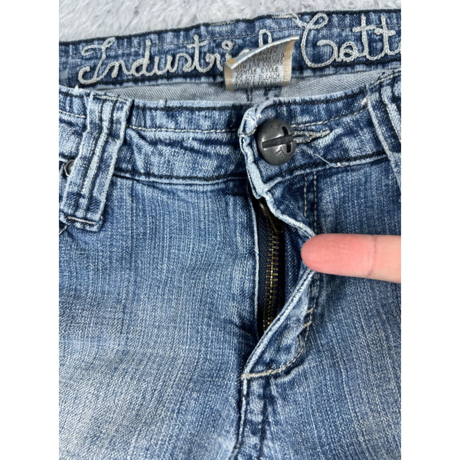 Vintage Industrial Cotton Womens Jeans Flared 28x29 Blue Cotton Blend Distressed Slimming 11 Den Inseam 29 5-Pocket Design Low Rise Vintage No Size 32" / US 10 / IT 46 - 5 Thumbnail
