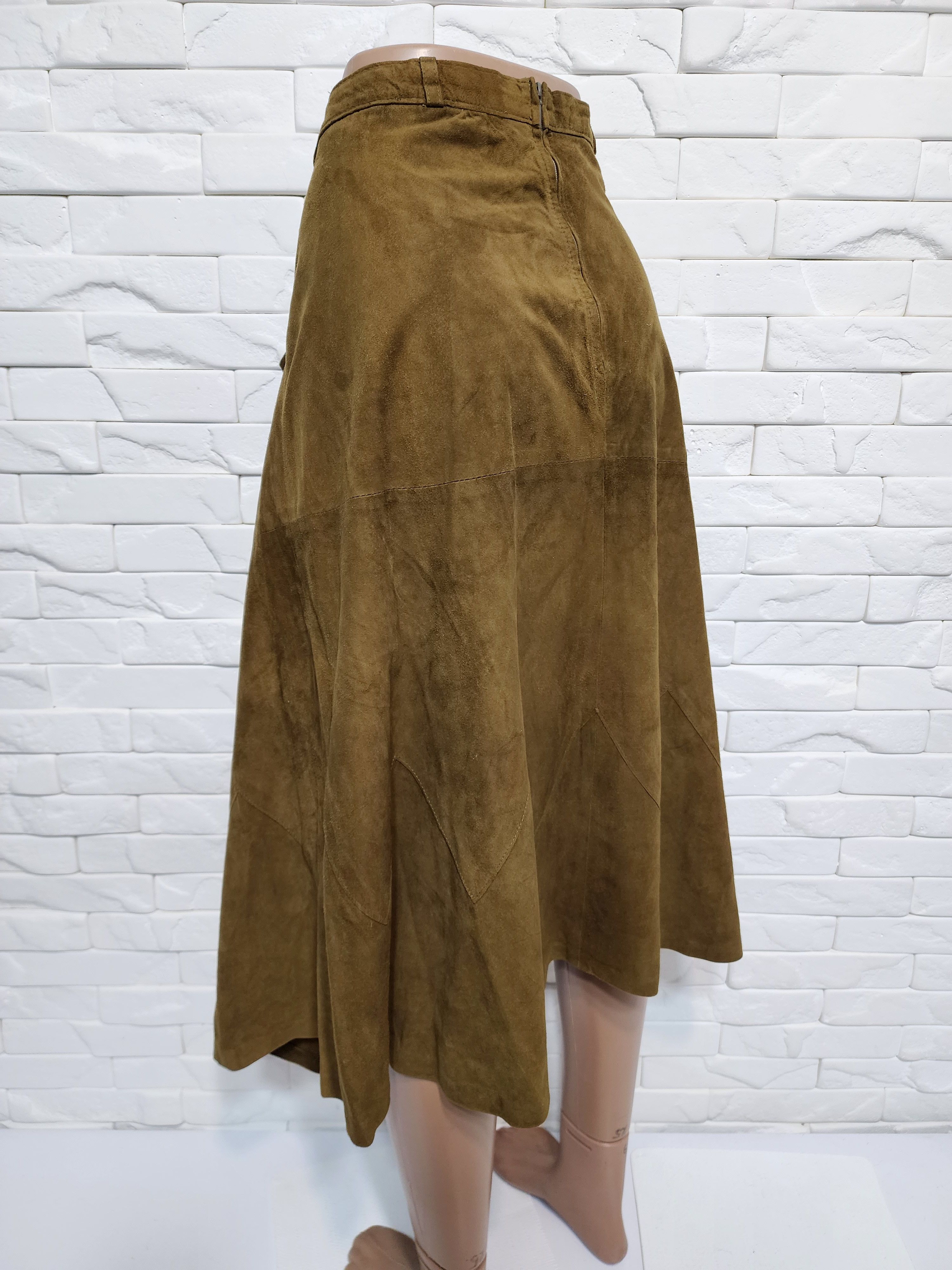 Genuine Leather Genuine Brown Leather Skirt Size 38" / US 16 / IT 52 - 6 Thumbnail