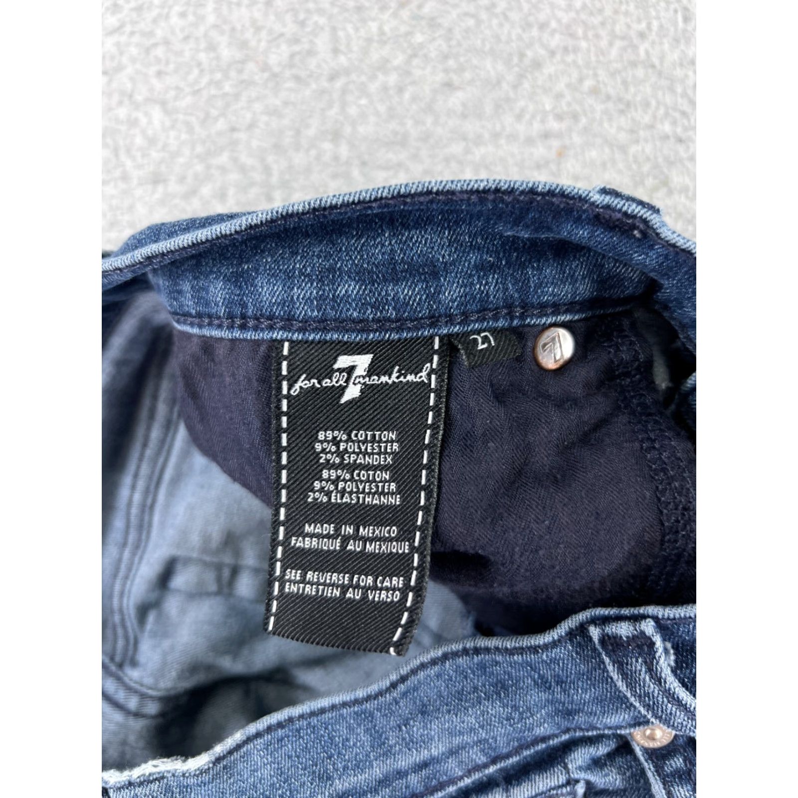 7 For All Mankind 7 For All Mankind Jeans Womens 27 Blue Denim Skinny Regular 26in Inseam 28in Waist Cotton Blend Features Stretch Machine Washable Size 27" / US 4 / IT 40 - 7 Thumbnail