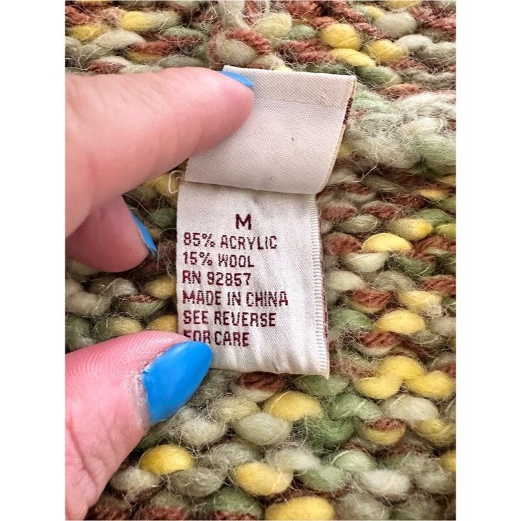 Vintage Vintage Y2K Chunky Knit Textured Hooded Sweater in Olive Mix Size S / US 4 / IT 40 - 7 Thumbnail