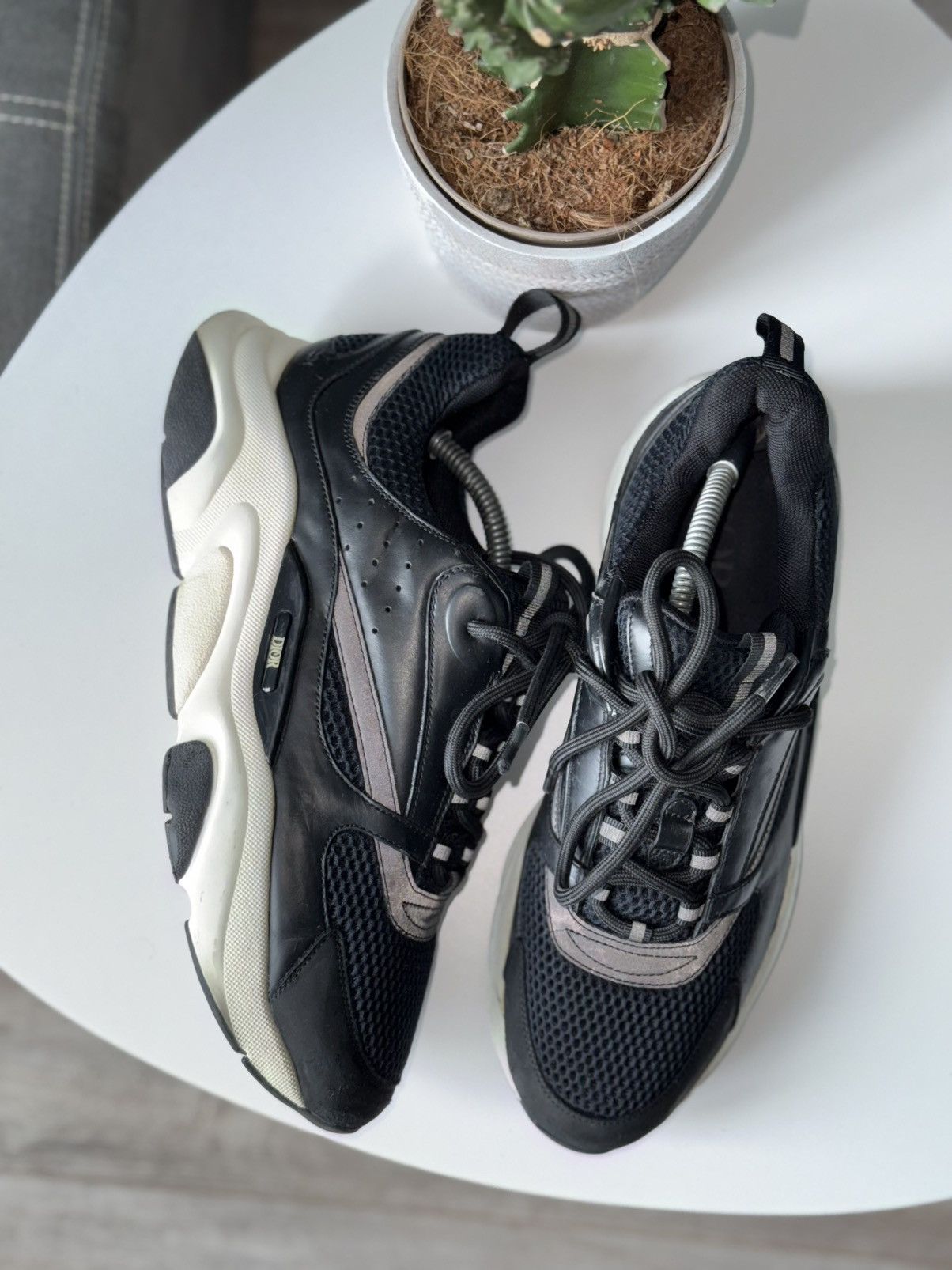Dior DIOR B22 Reflective Sneakers Leather Black Size US 10.5 / EU 43-44 - 5 Thumbnail