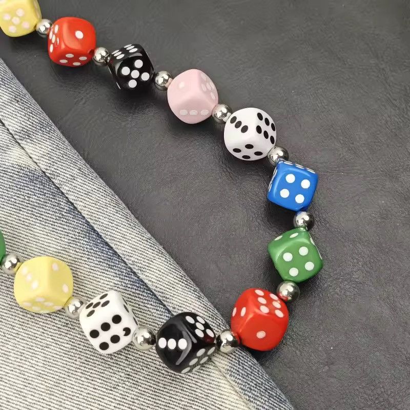 Jewelry Punk Dice Pants Chain Streetwear Multicolored Y2k Size ONE SIZE - 10 Thumbnail