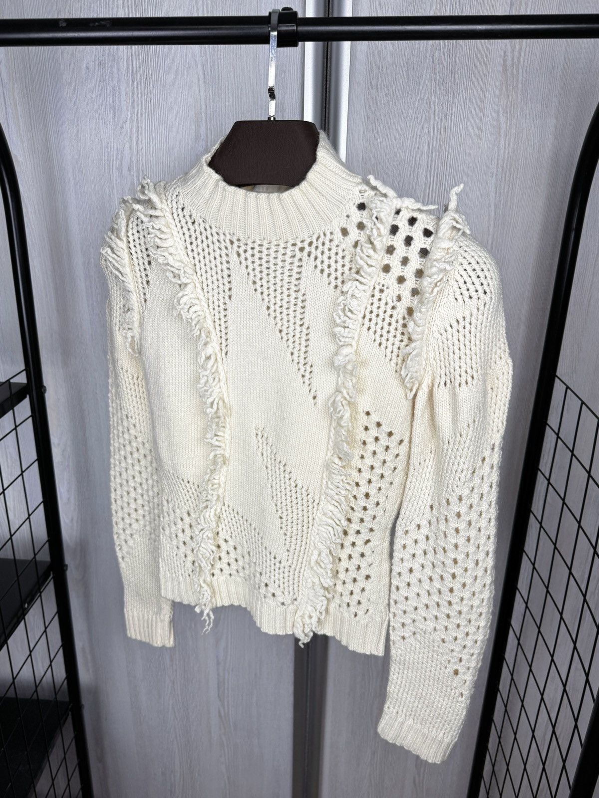 Mugler Mugler wool beige distressed deconstructed sweater size S Size S / US 4 / IT 40 - 6 Thumbnail