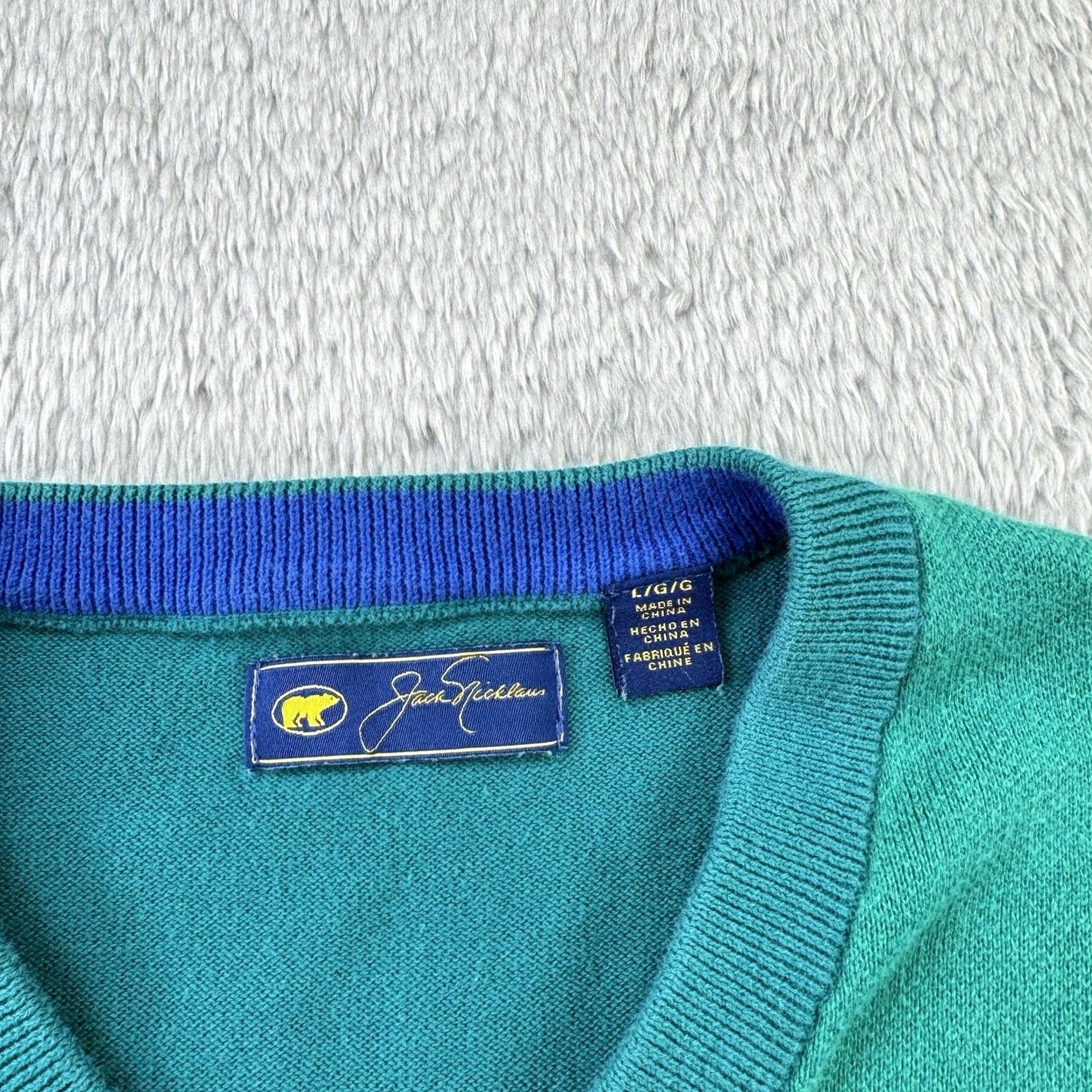 Vintage Jack Nicklaus Sweater Vest Mens Large Green Golf v neck Cotton Knit Preppy bear Size US L / EU 52-54 / 3 - 7 Thumbnail