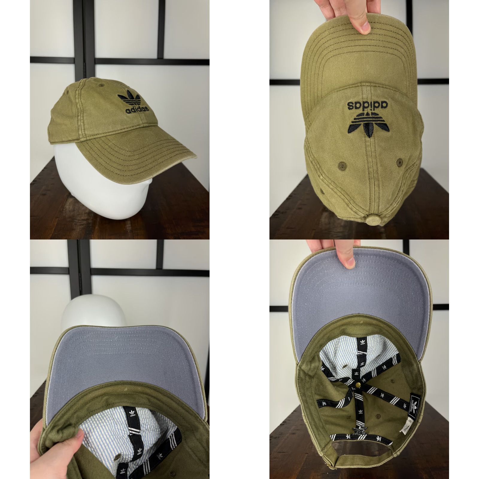 Adidas Adidas Hat Cap Strap Back Adult One Size Green 3 Stripes 100% Cotton Twill Size ONE SIZE - 8 Thumbnail