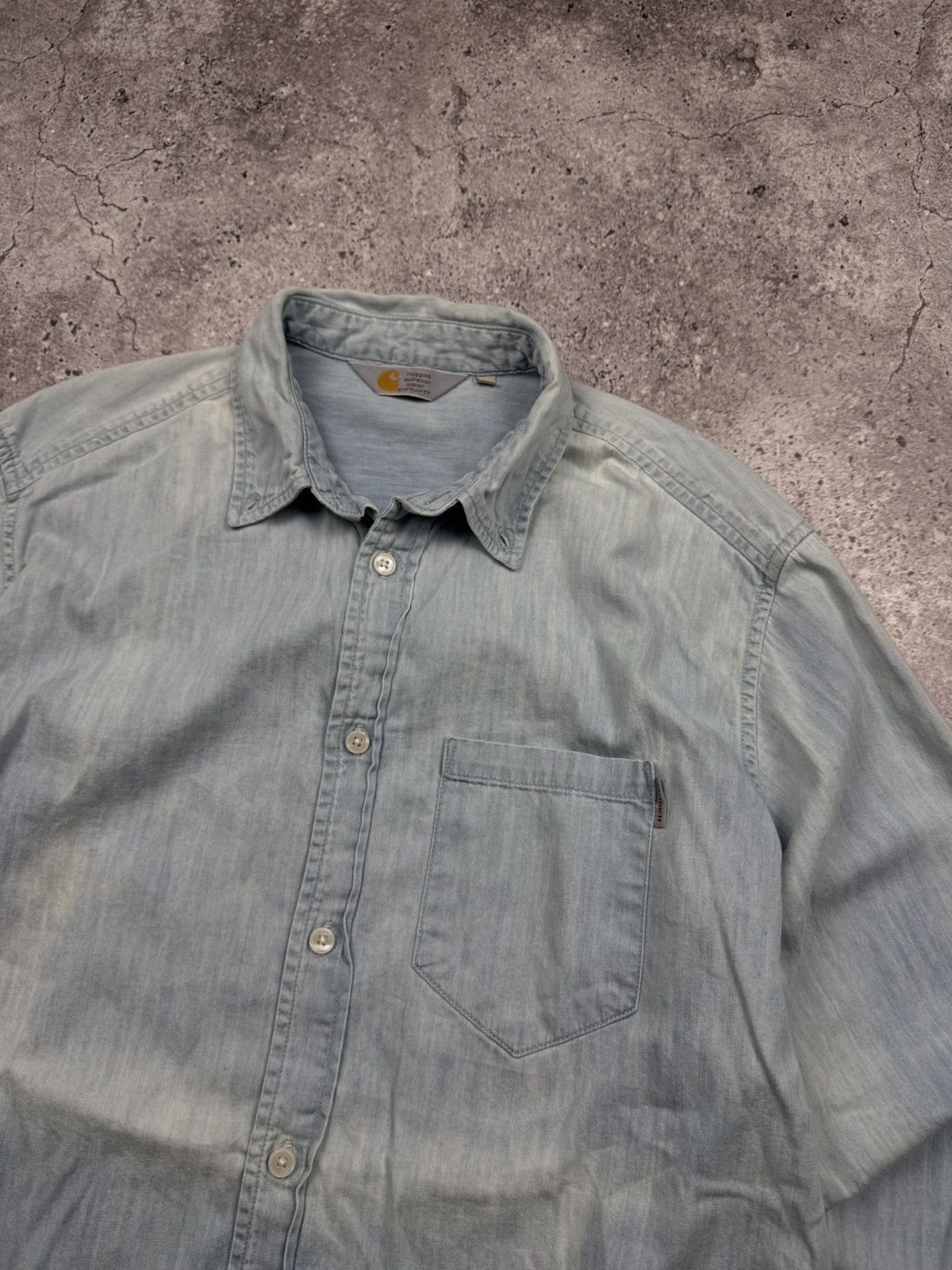Carhartt Vintage Carhartt Y2K Distressed Faded Denim Shirt Japanesse Size US L / EU 52-54 / 3 - 5 Thumbnail