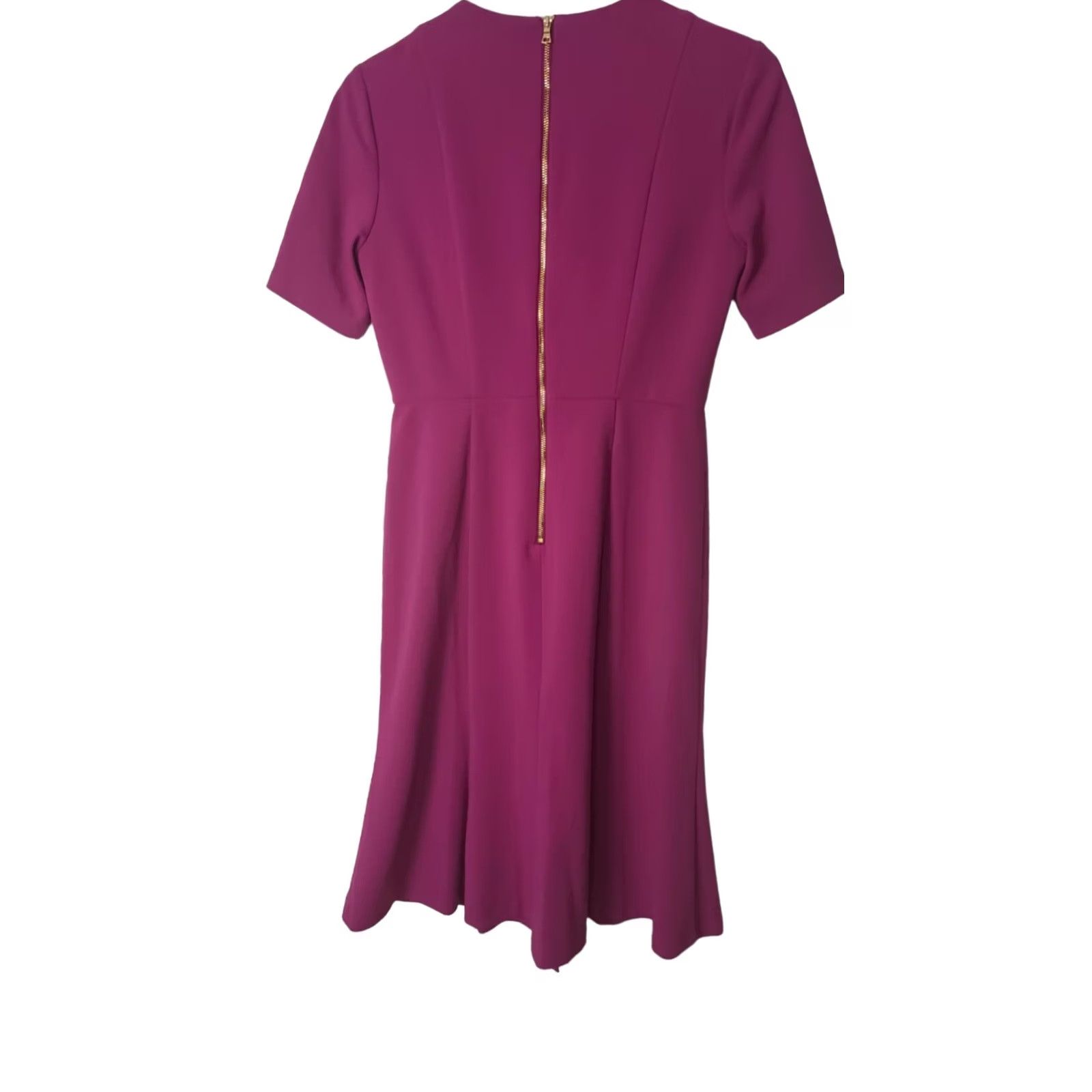 Donna Morgan Donna Morgan Dress Womens Size 2 Purple Solid Short Sleeve Crew Neck Back Zip Size 26" / US 2 / IT 38 - 3 Thumbnail