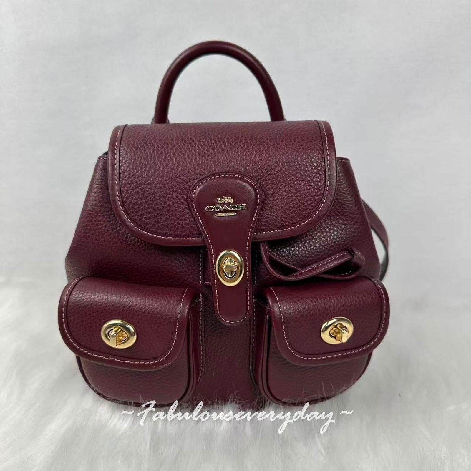 Coach Coach Hadley Backpack In Leather Brass/Dark Wine CBH09 NWT Size ONE SIZE - 1 Thumbnail