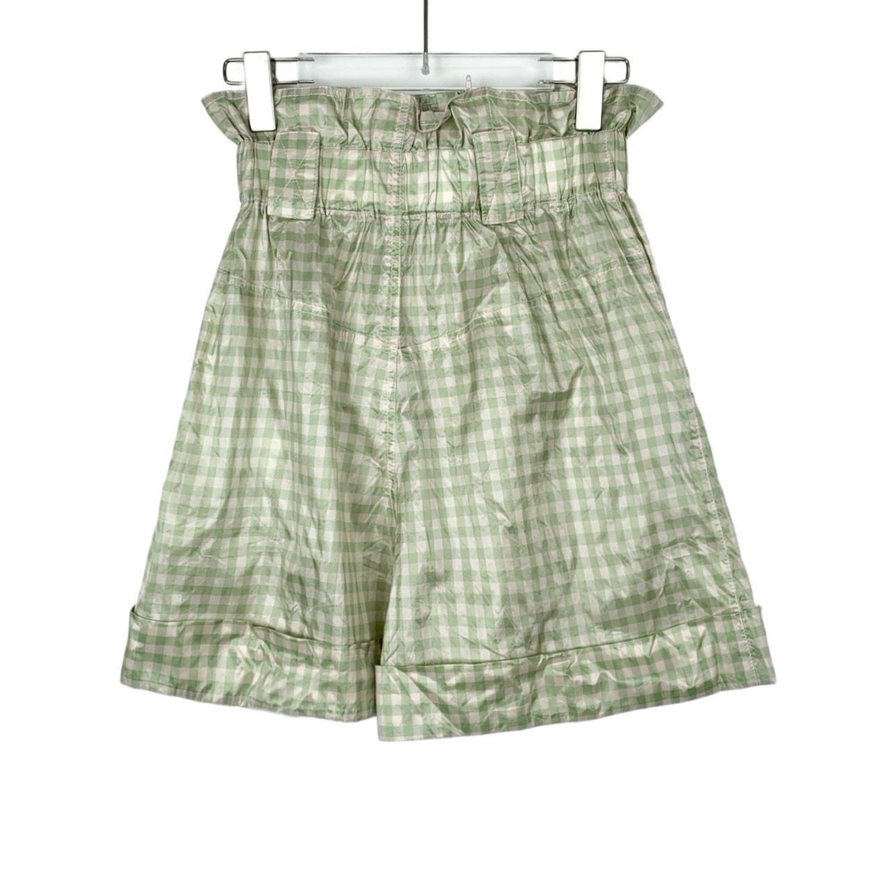 Fendi Fendi Green Checkered Elastic-Waist Silk Casual Shorts (Size Size 40" / US 18 - 8 Thumbnail