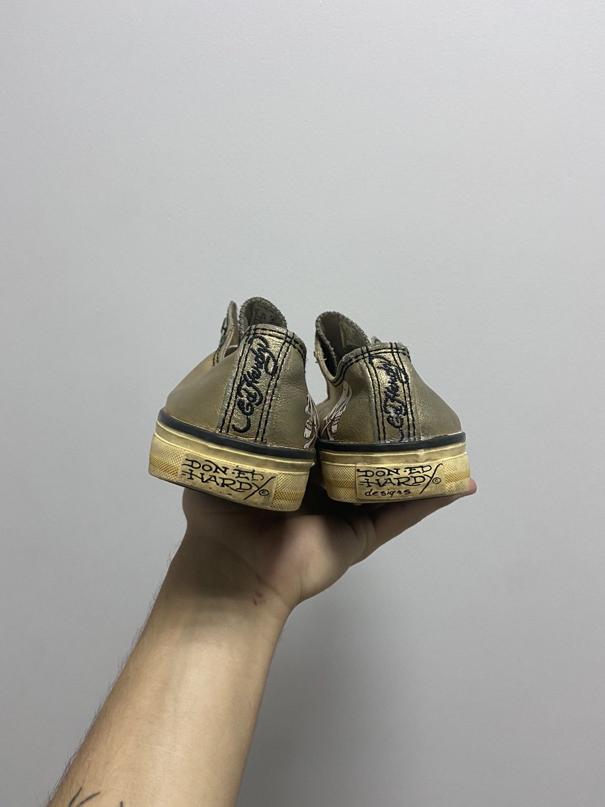 Christian Audigier × Ed Hardy × Vintage Ed Hardy Skull vintage shoes Low Top Sneakers Gold Size US 7 / EU 40 - 5 Thumbnail