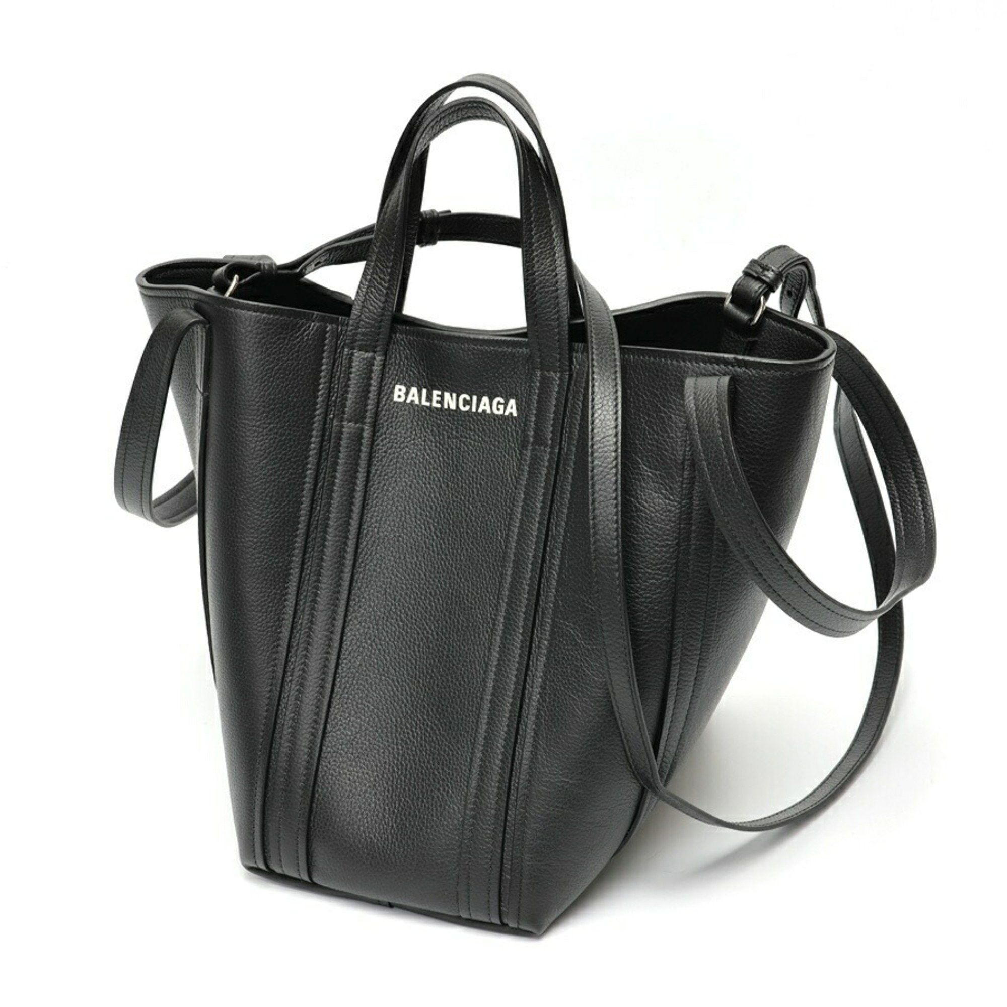 Balenciaga Everyday 2.0 North South Shoulder Tote Bag 672791 Grained Calf Leather Black S-157734, Women's