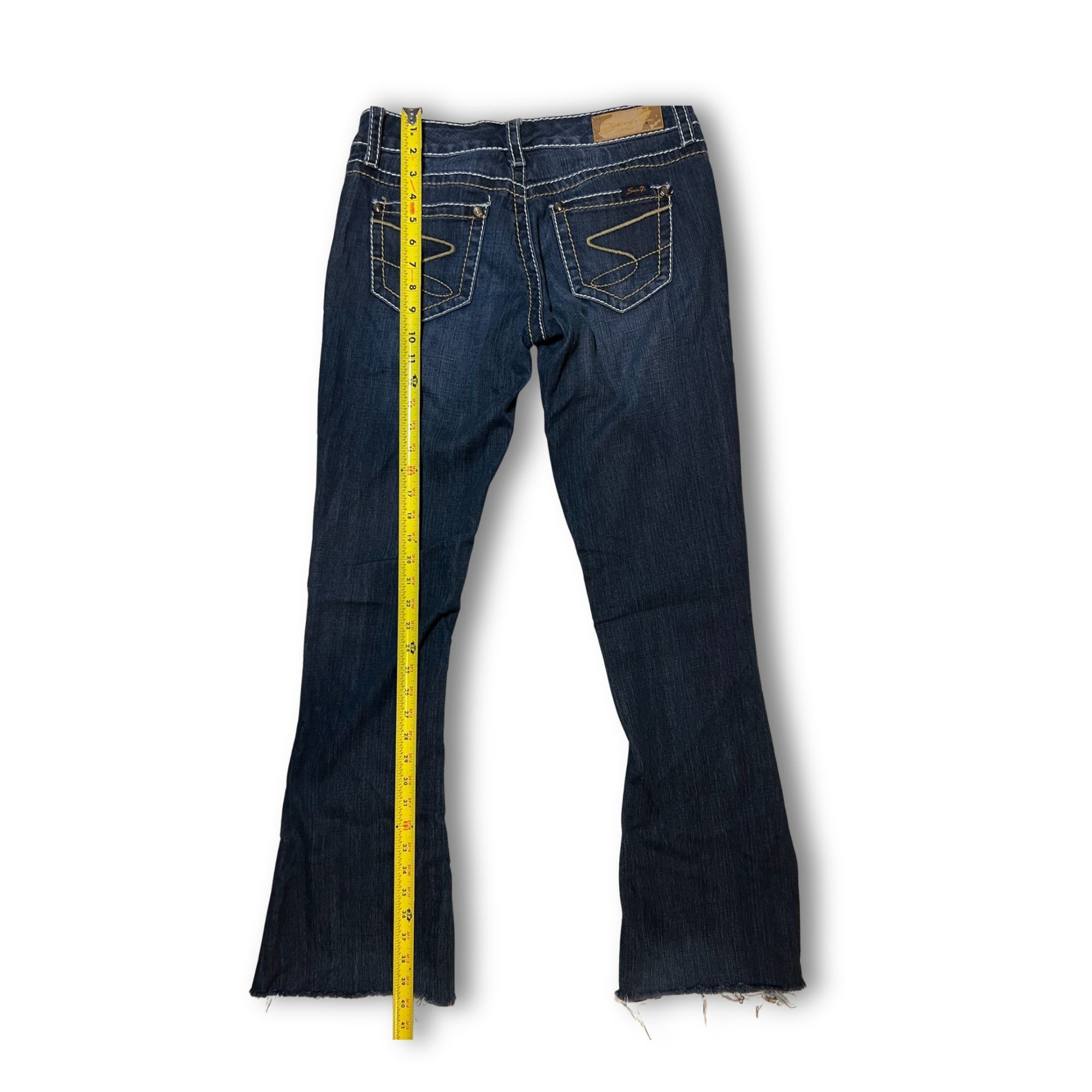 Seven 7 Seven 7 Bootcut Jeans Dark Wash Denim Size 28 Raw Hem Distre Size 28" / US 6 / IT 42 - 7 Thumbnail