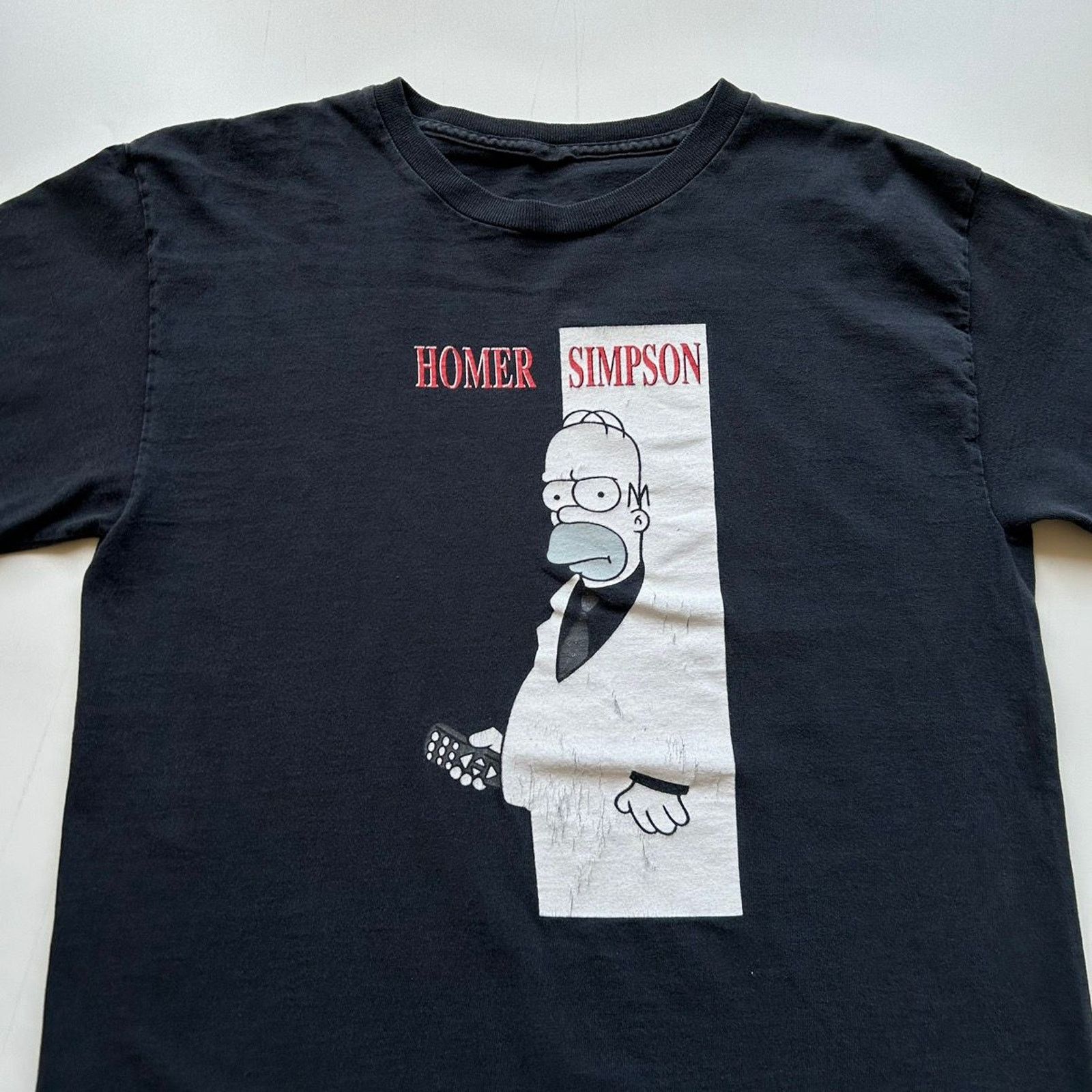 Vintage Y2K Homer Simpson Scarface Parody Art T Shirt Medium