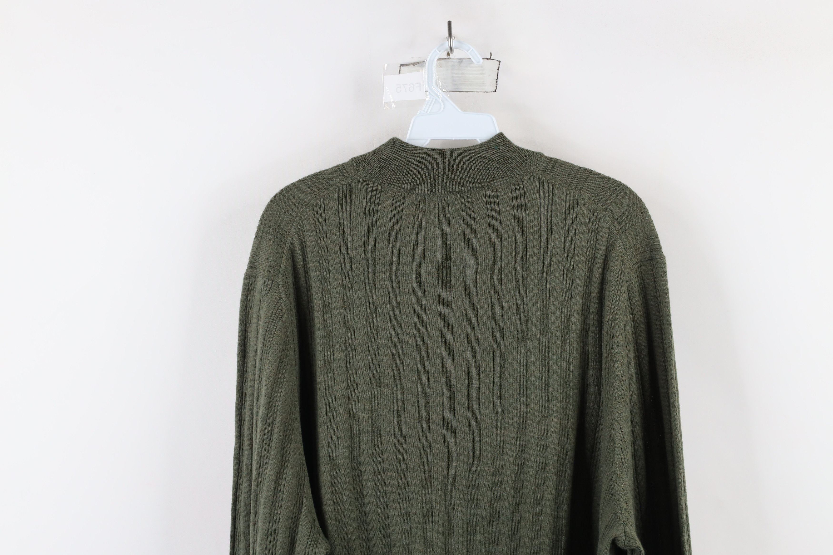Vintage Vintage 90s Streetwear Merino Wool Ribbed Knit Sweater Green Size US L / EU 52-54 / 3 - 8 Thumbnail
