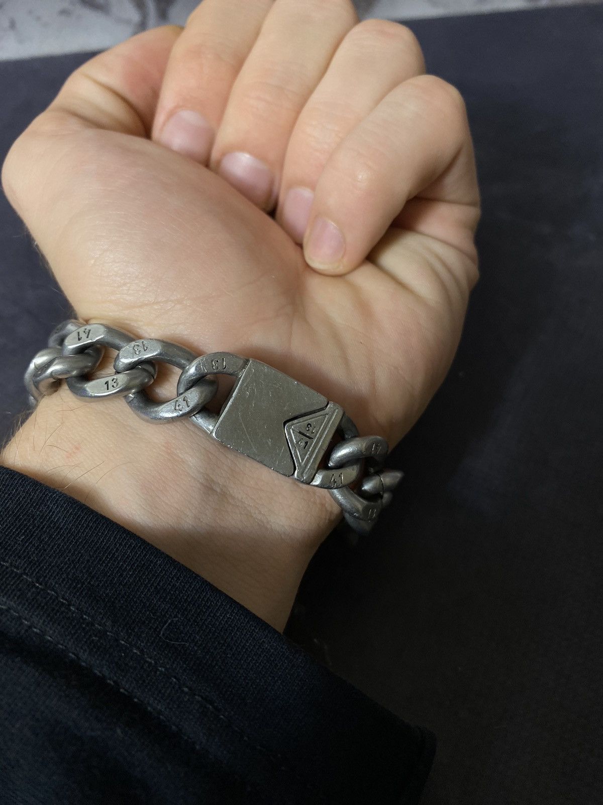 Japanese Brand Vintage Chunky Curb Chain Bracelet with Number 13 Size ONE SIZE - 6 Thumbnail